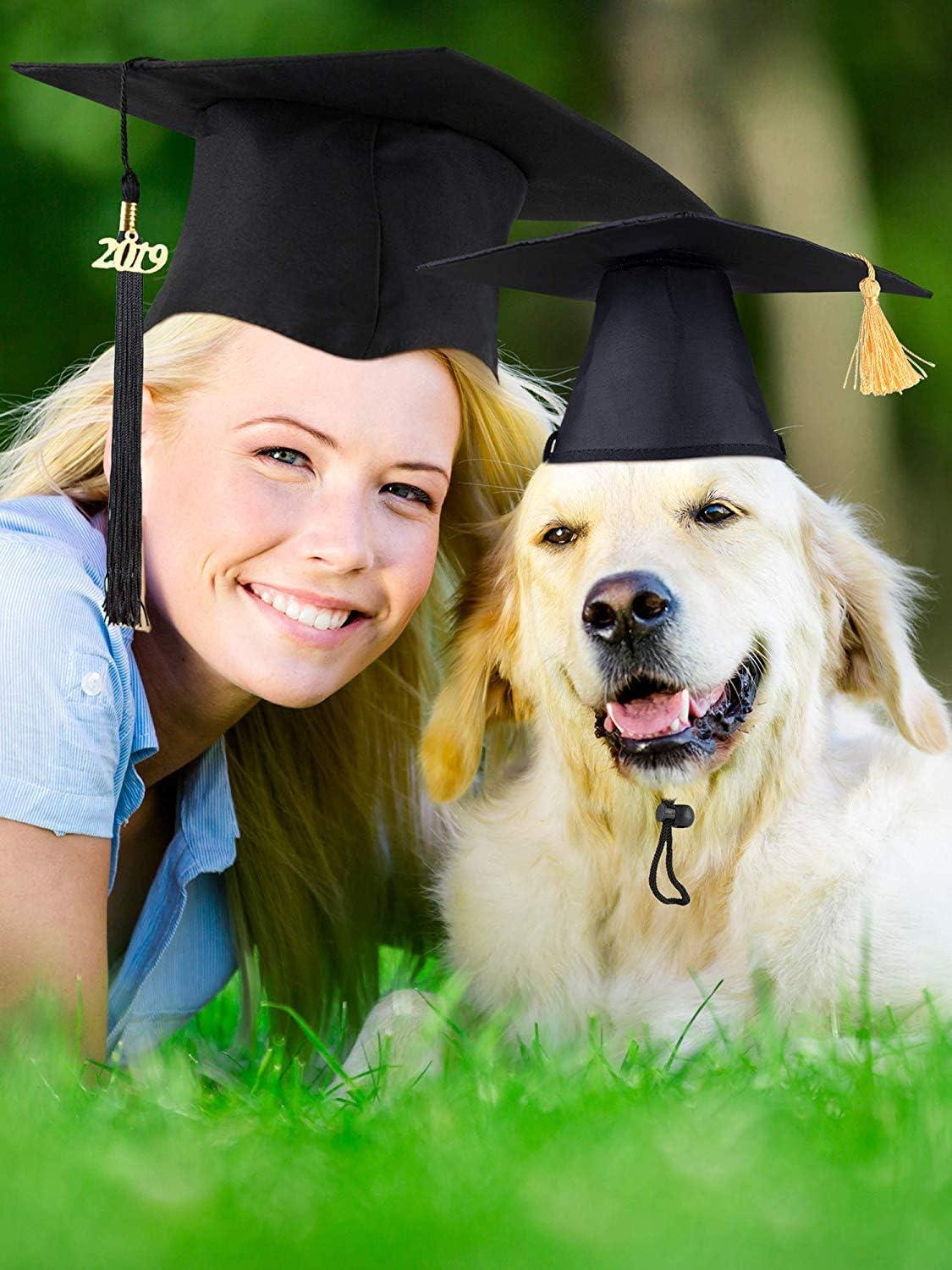 LKEX Pet Graduation Caps Small Dog Graduation Hats with Yellow Tassel