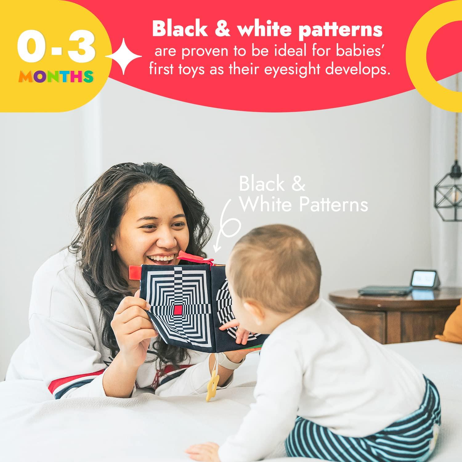Black and White High Contrast Baby Sensory Toys Baby Soft Book for Early  Education，0-3 Years Old Newborn Toys,Ladybug