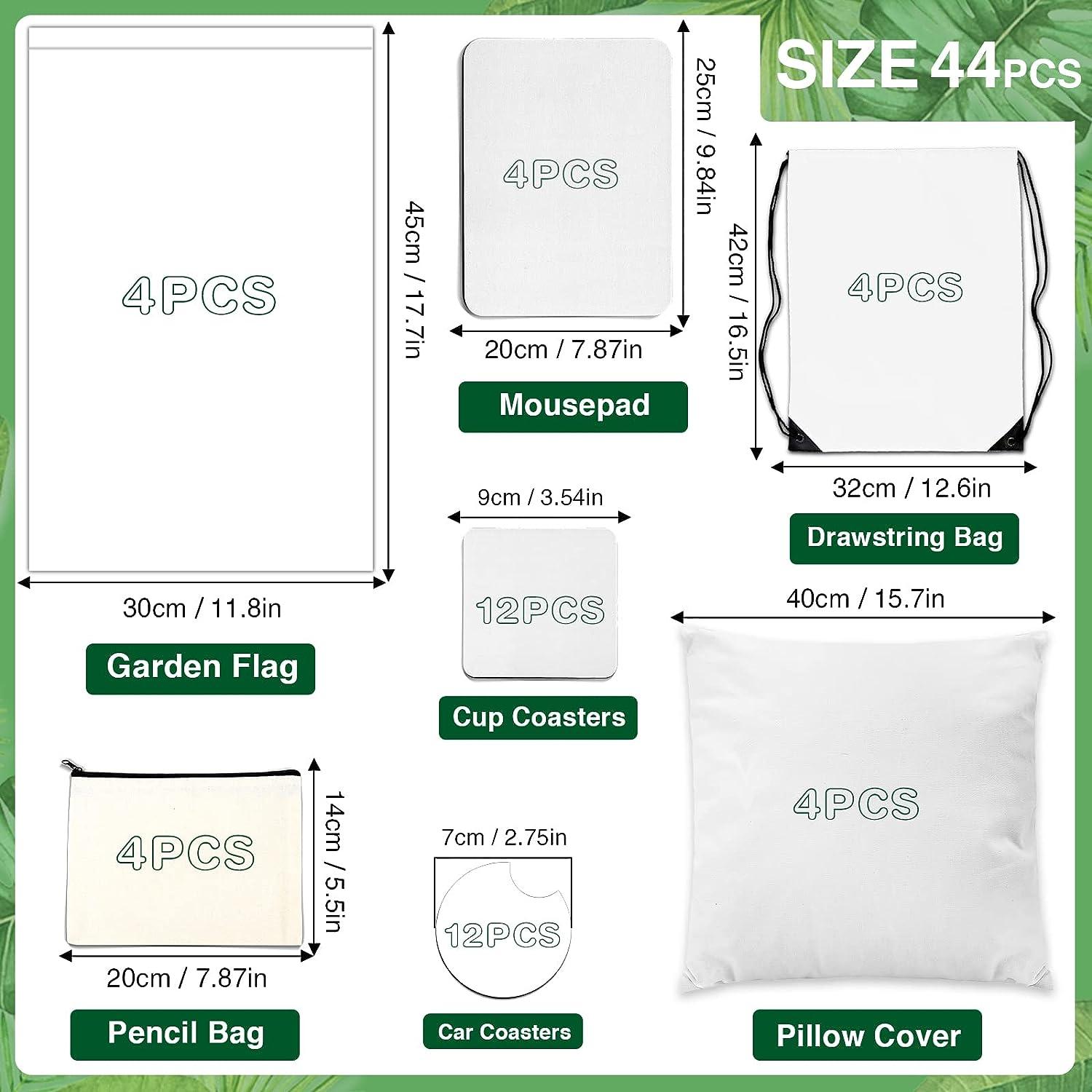 80PCS Sublimation Blanks Products Set, Sublimation Blank Tumblers, Coaster,  Makeup Bag, Keychain, Pillow Cover, Mouse Pad, Garden Flag for Sublimation