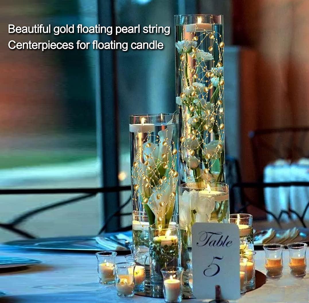 50 Pcs Artificia Pearl String for Floating Candles Vases