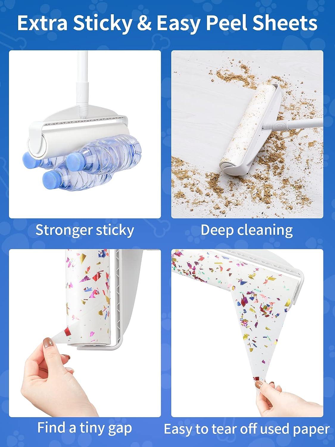 Long Handle Retractable Tear-off Sticky Paper Roller Floor Sticky Hair  Carpet with Dust Sticky Hair