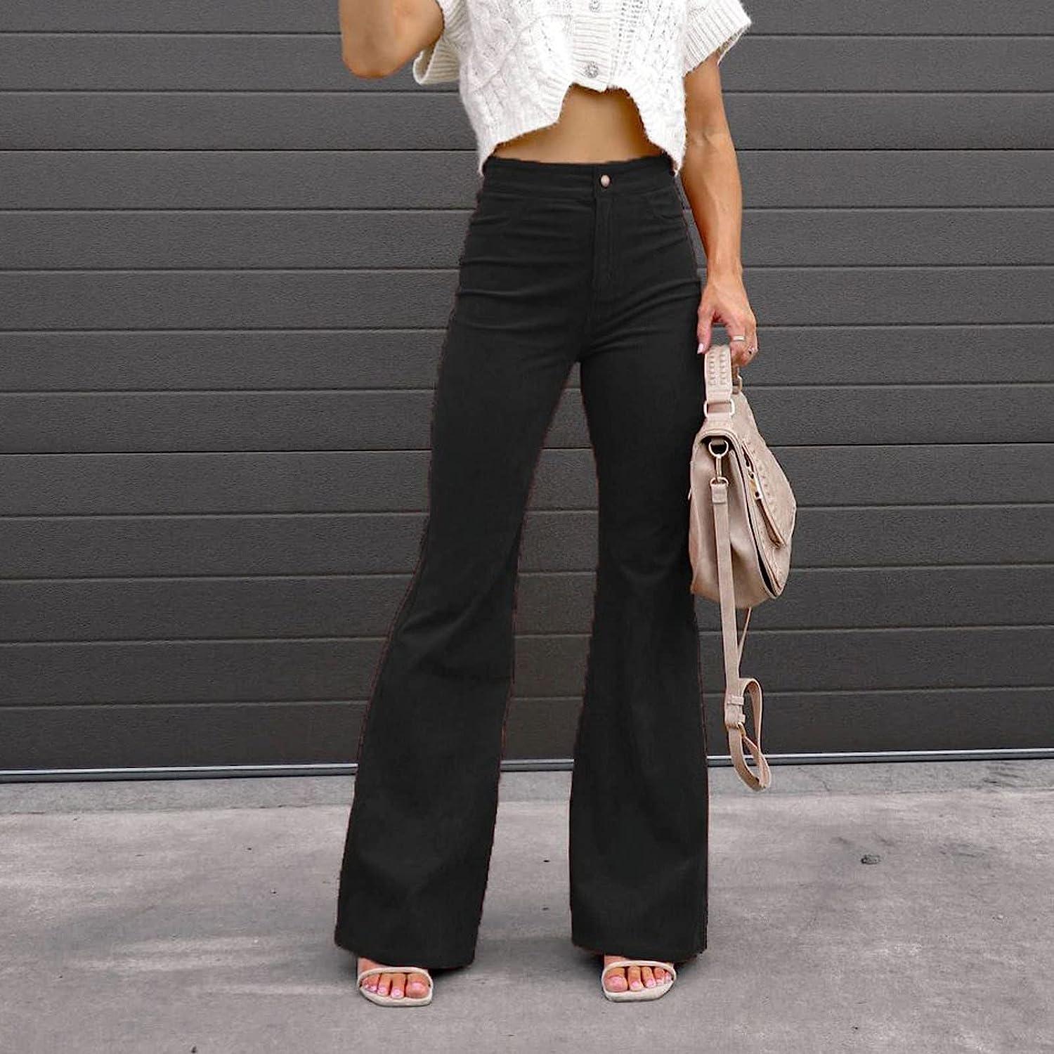 High Waisted Corduroy Pants for Women Vintage Flare Pants Bell