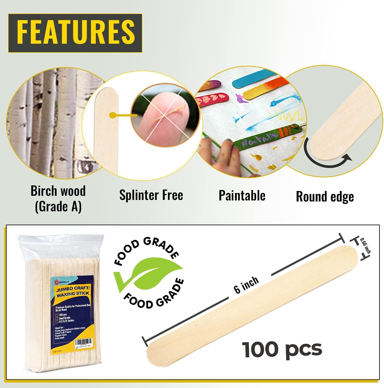 Natural Wood Craft Sticks 100pc, Popsicle Sticks for Crafts/Resin