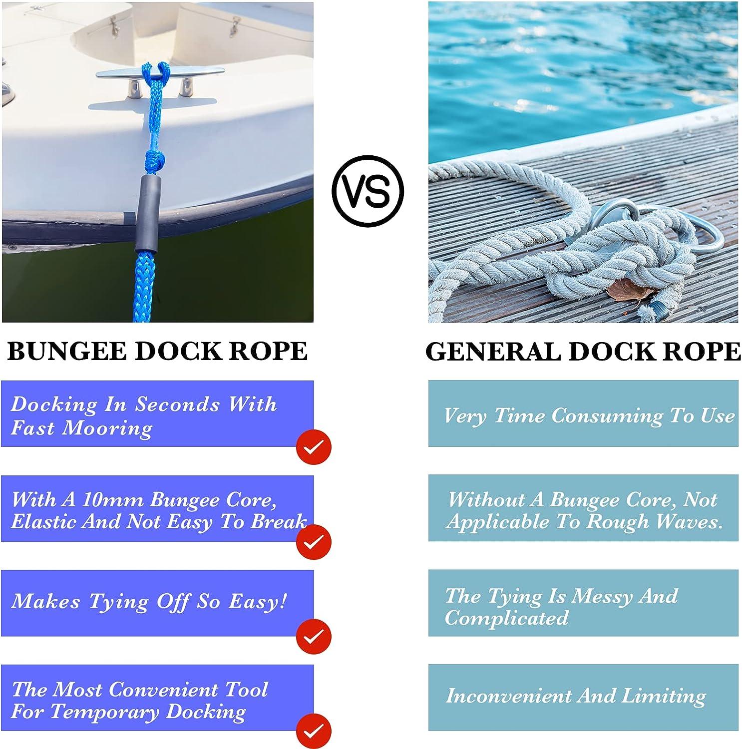 Boat Bungee Dock Line,Mooring Rope,Marine Anchor Line Boat Supplies  Accessory for Docking Pontoon Boat,Seadoo,Bass Boat,Jet