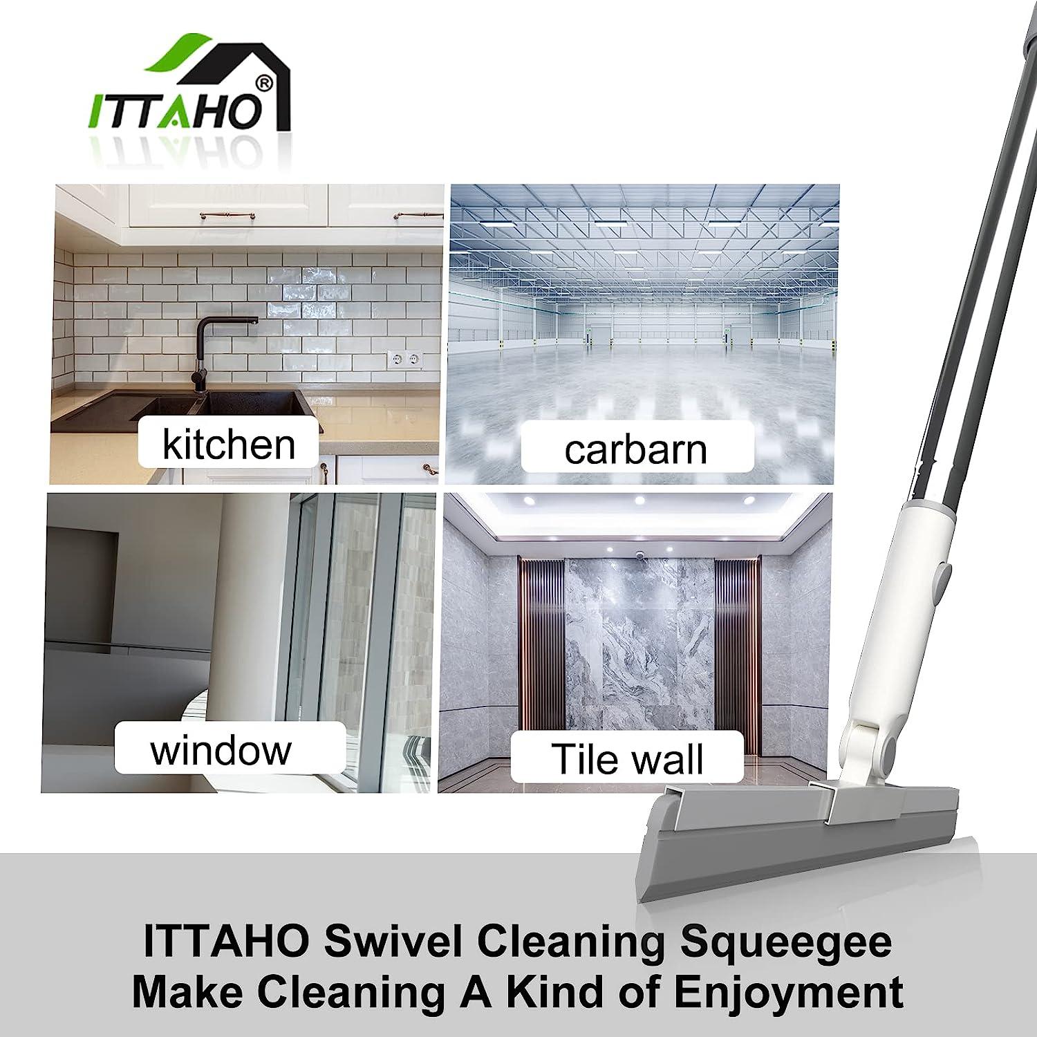 ITTAHO 12 Wide Floor Scrub Brush with Long Handle, Extendable Grout  Cleaner Brush