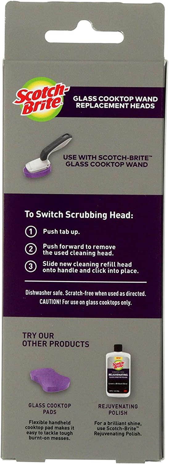 Scotch-Brite Glass Cooktop Wand Replacement Heads, Cleans With Just Water,  Tackle Burnt-On Messes, 2 Replacement Heads