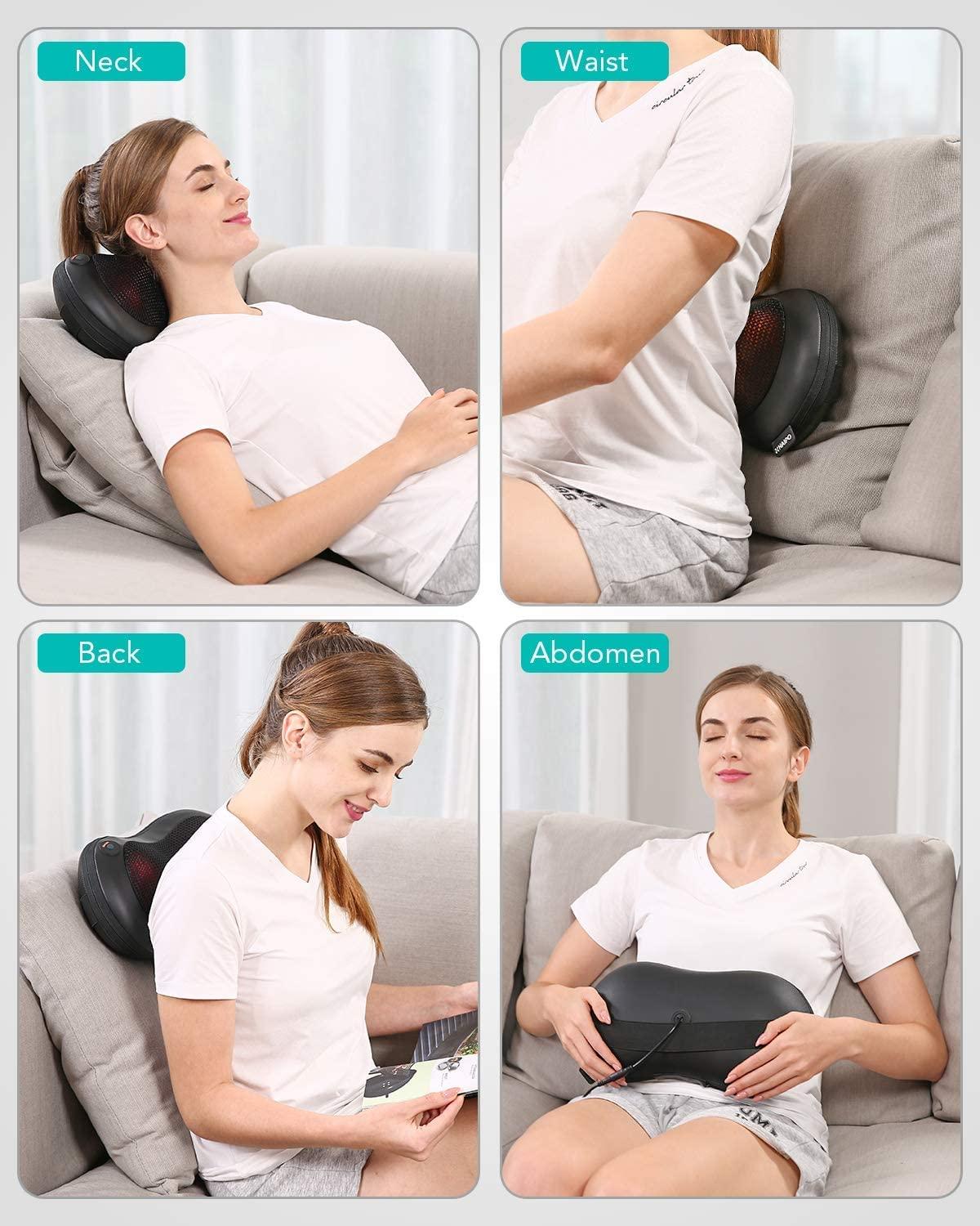 Naipo Back Massager with Heat, Massagers for Neck and Back, 3D Kneading  Massage Pillow for Shoulder, Leg Muscle Pain Relief, Gifts for Mom Dad