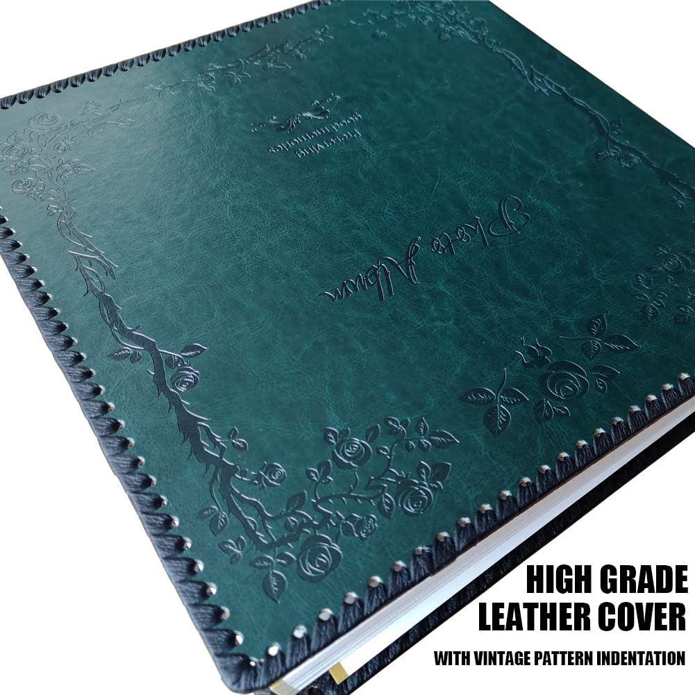 Totocan Photo Album Self Adhesive Pages, Large Magnetic Self-Stick Picture  Album with Leather Vintage Inspired Cover, DIY Albums Holds 3X5, 4X6, 5X7,  6X8, 8X10 10X12 Photos (Darkgreen 40 Pages) 13.2x13 40pgs DarkGreen