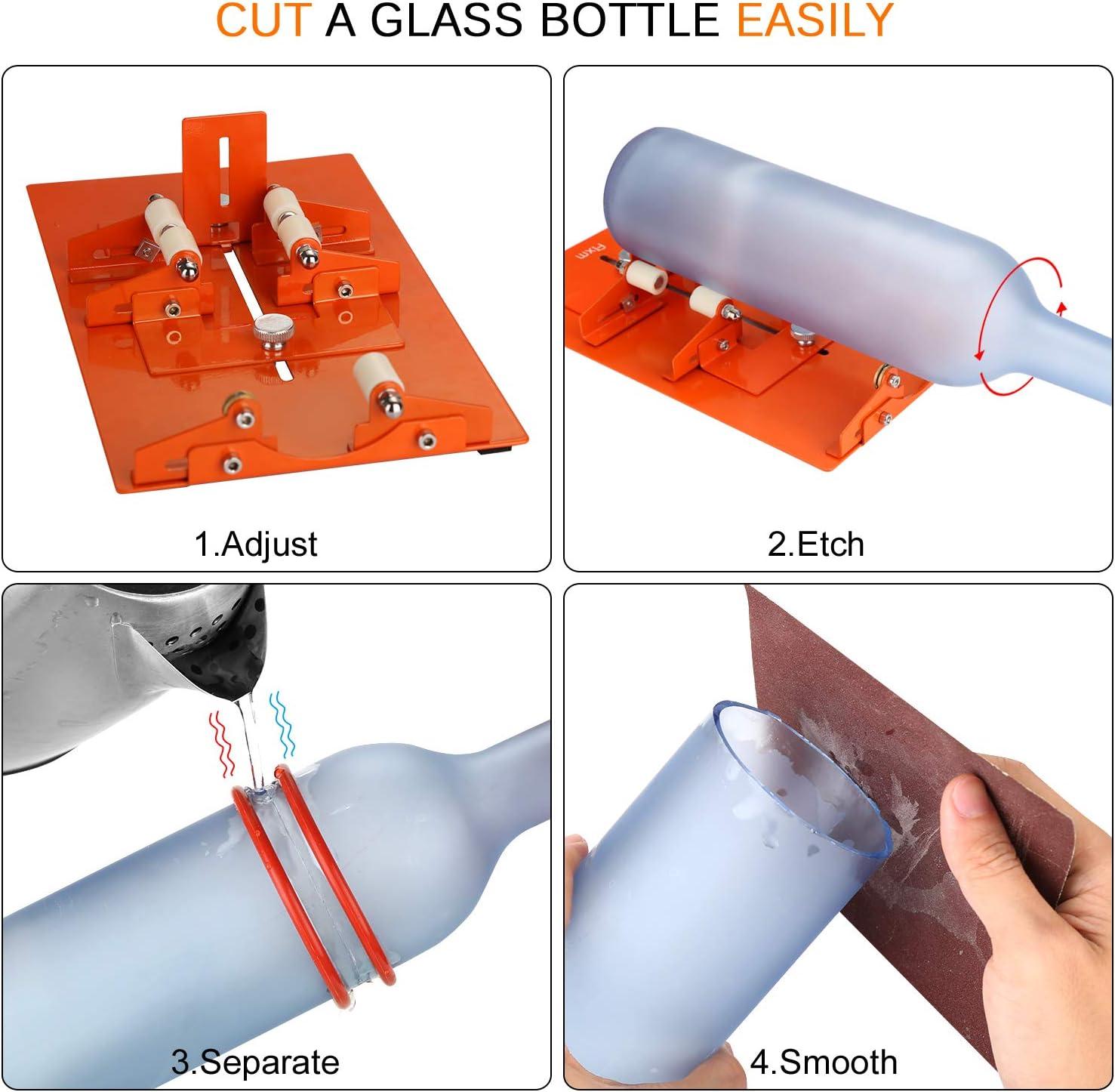 FIXM Glass Bottle Cutter Updated Version Bottle Cutting Machine for Various  Sizes Shapes of Bottle: Round Square Oval Bottle and Bottle Neck Glass  Bottle Cutting Tool for DIY Creation
