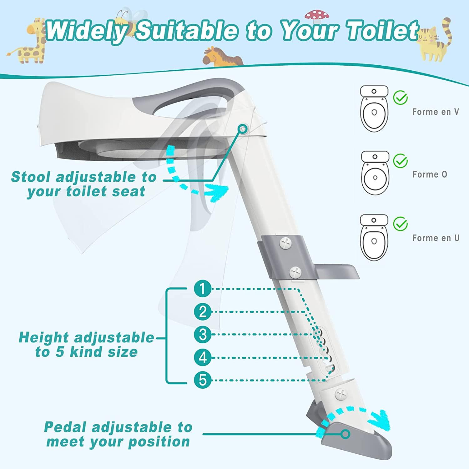 Ronipic Potty Training Seat with Anti-Slip Step Ladder, Toddler Toilet Seat  Potty Training Toilet for Kids, Toddler Potty Seat for Toilet, Baby Toilet  Potty Chair for Boys Girls Grey