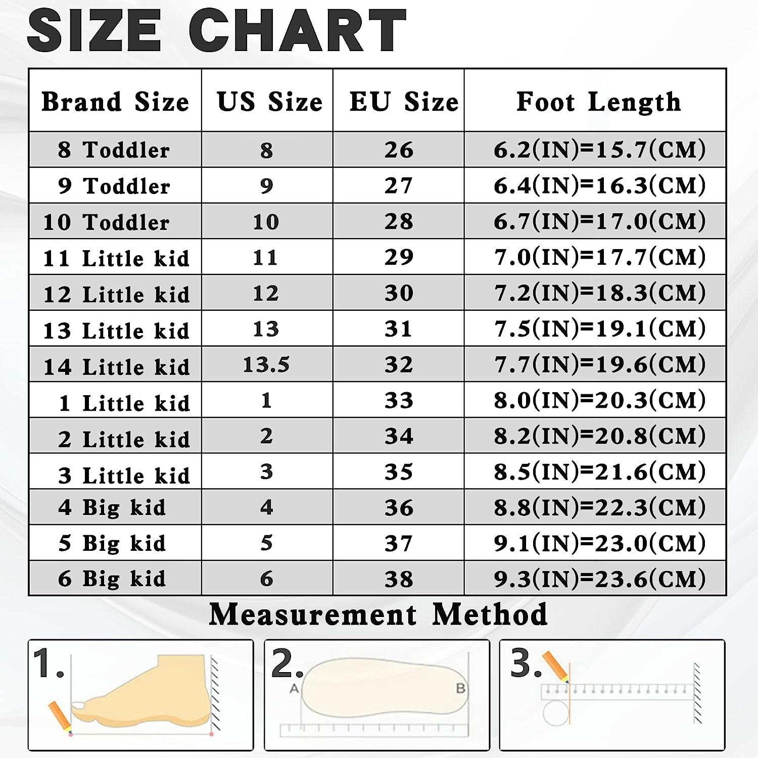 Big Kids-Youth Shoe Size Chart