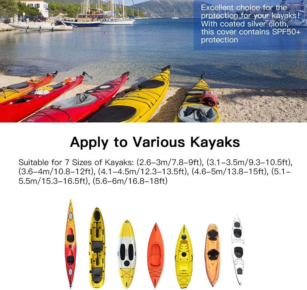7.8-18ft Waterproof Kayak Canoe Cover-Storage Dust Cover UV Protection  Sunblock Shield for Fishing Boat /Kayak / Canoe 7 Sizes Choose Color (Light  Blue(Upgraded), Suitable for 9.3-10.5ft Kayak) Light Blue(Upgraded)  Suitable for 9.3-10.5ft