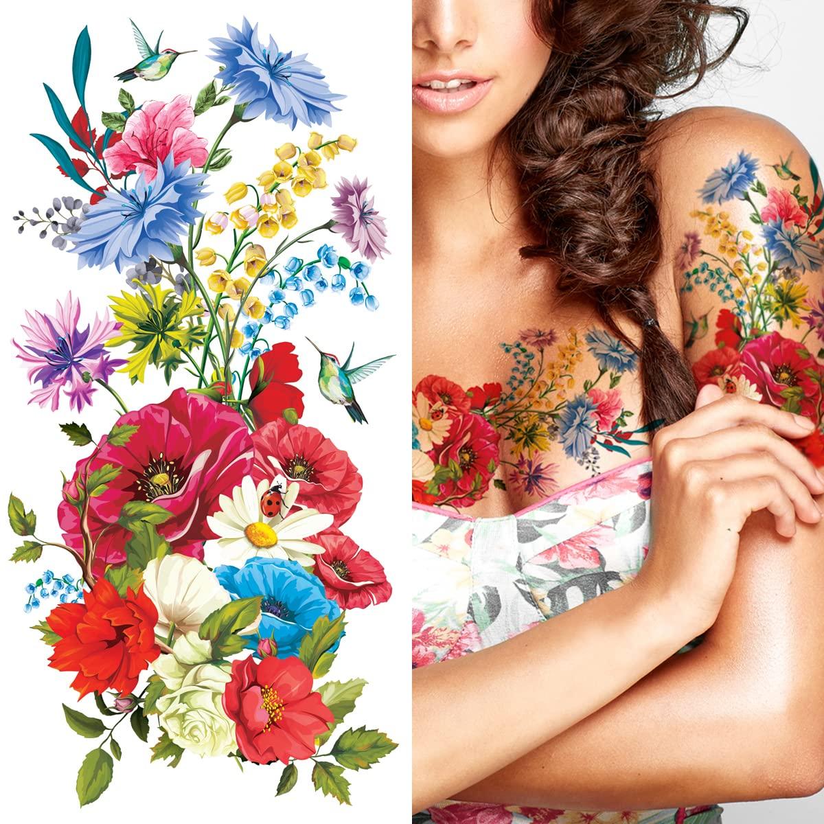 Floral Illustrative color – Starry Eyed Tattoos and Body Art Studio