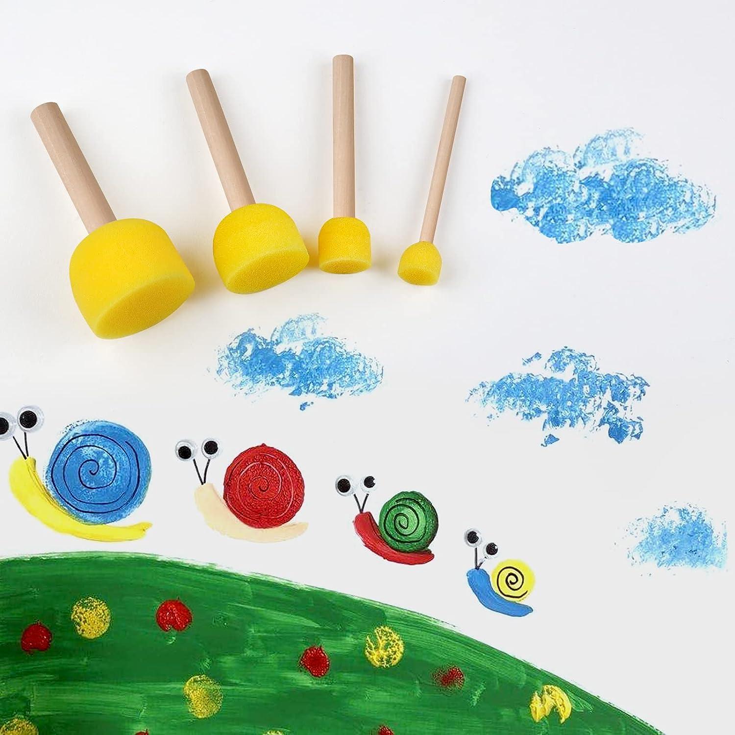vivinin 30 Pcs Round Sponges Brush Set, Round Sponge Brushes for Painting, Paint Sponges for Acrylic Painting, Painting Tools for Kids Arts and Crafts