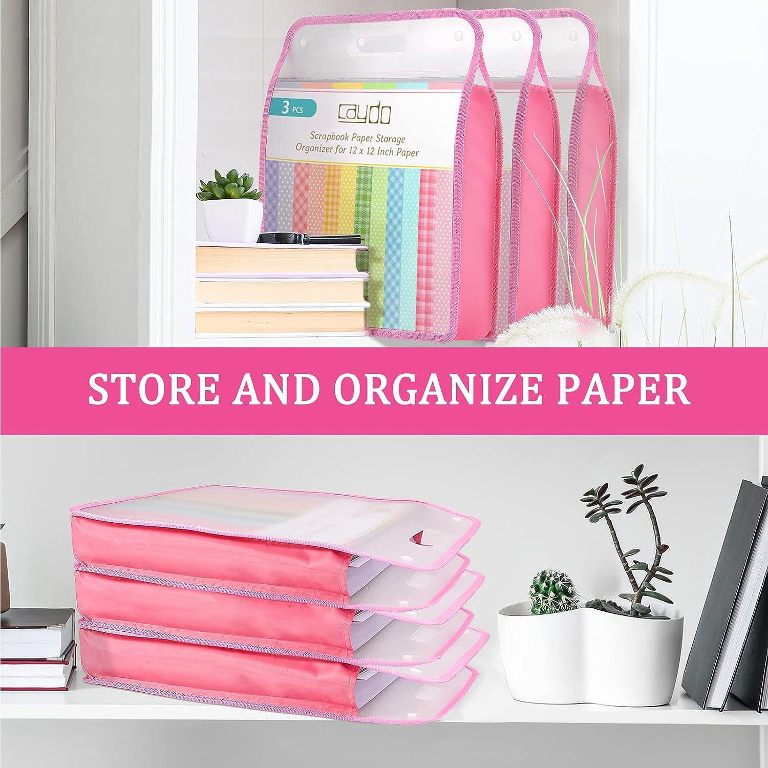 Caydo 3 Pack Scrapbook Paper Storage, Clear Expanding Paper Folio with  Handle, Portable 12 x 12 Paper Storage Organizer for Holding Scrapbook,  Vinyl