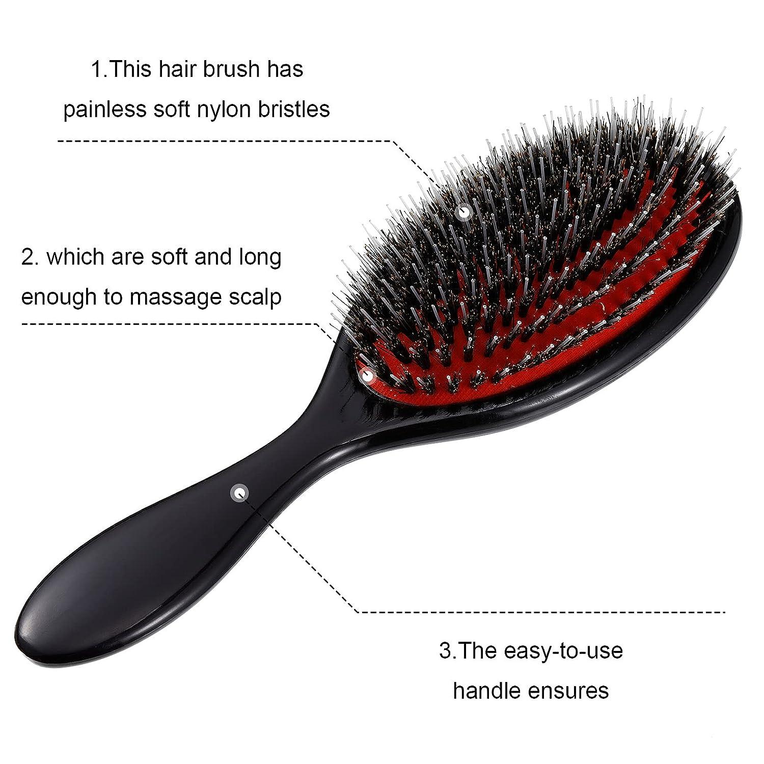 Hair Brush, Boar Bristle Hair Brushes for Women men Kid,Boar&Nylon Bristle  Brush