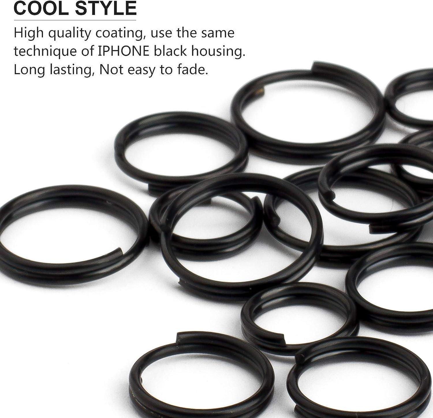 FEGVE Key Rings, Titanium Side Pushing Key Ring Keychain Rings Small Black  Split Keyrings for Men (Black-6pcs)