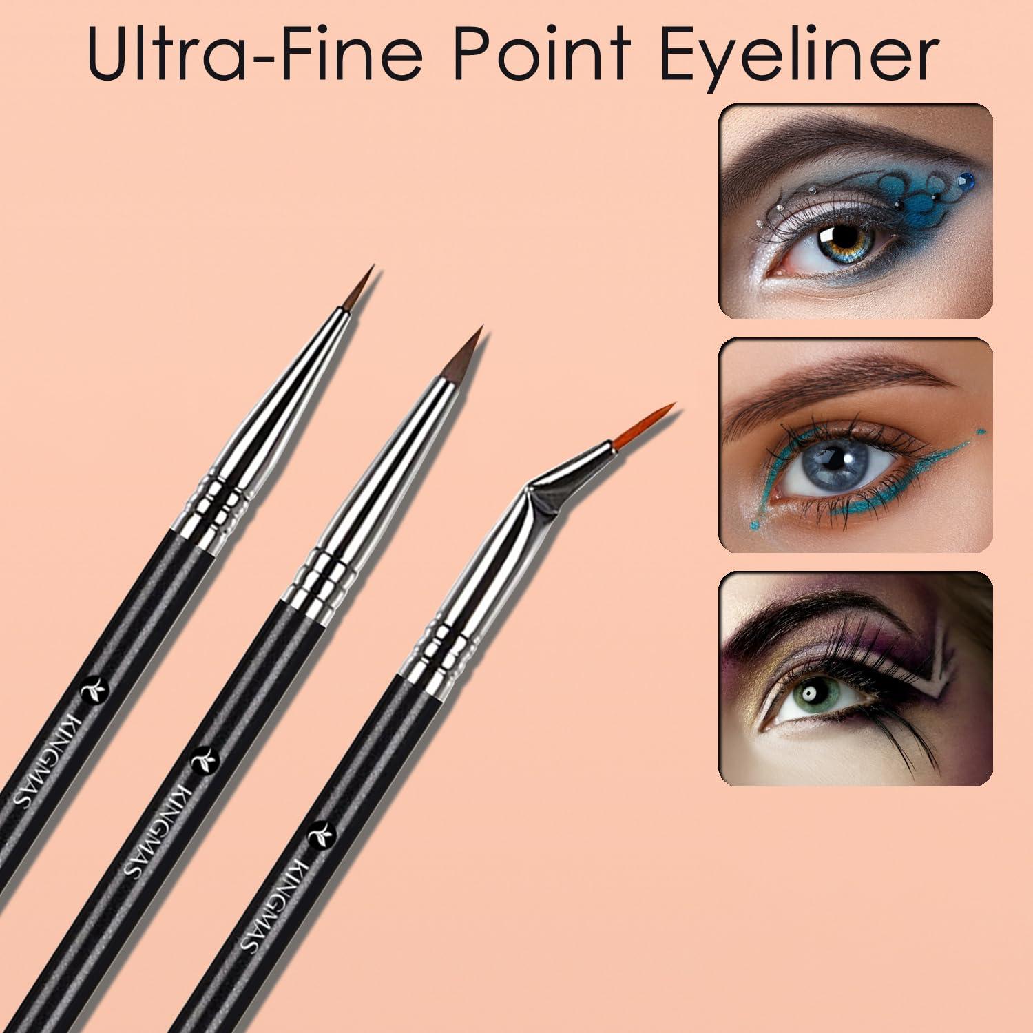 KINGMAS Fine Angled Eyeliner Brush Premium 7 Pieces Gel Eye Liner