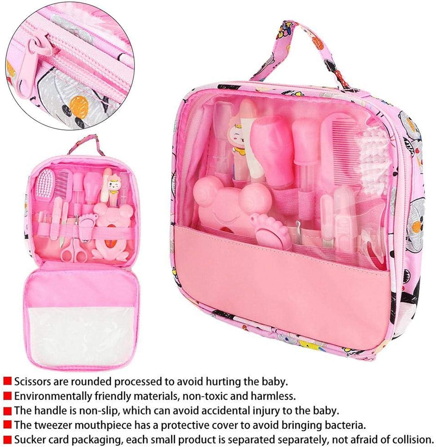 QBOMB Baby Nail Care Kit 13PCS Deluxe Health and Grooming Kit Nail Care Set  Personal Daily Cleaning Care Tool Bag for Infants Newborns Kids Boys and  Girls(Pink)