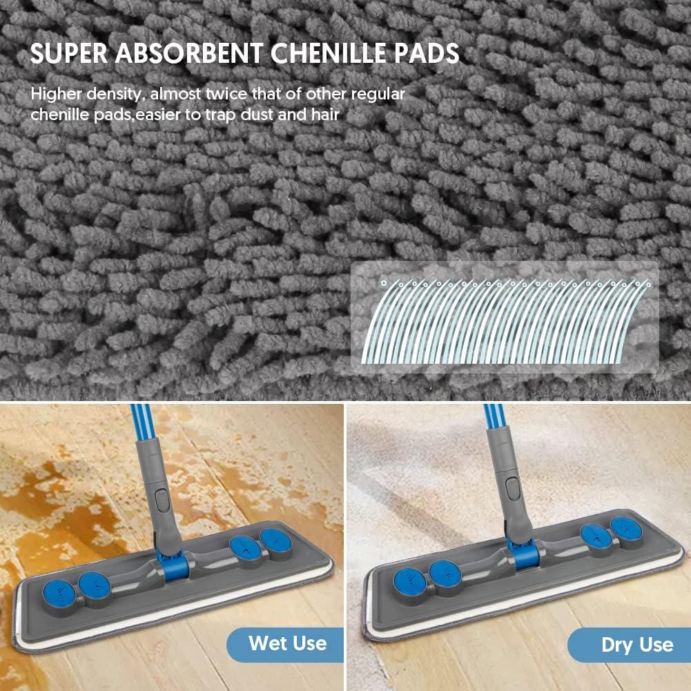 Microfiber Floor Mop for Floor Cleaning, 4 Washable Reusable Pads and 5  Disposable Sweeper Cloth for Wet Dry Flat Mop with 360 Degree Swivel Head  Dust