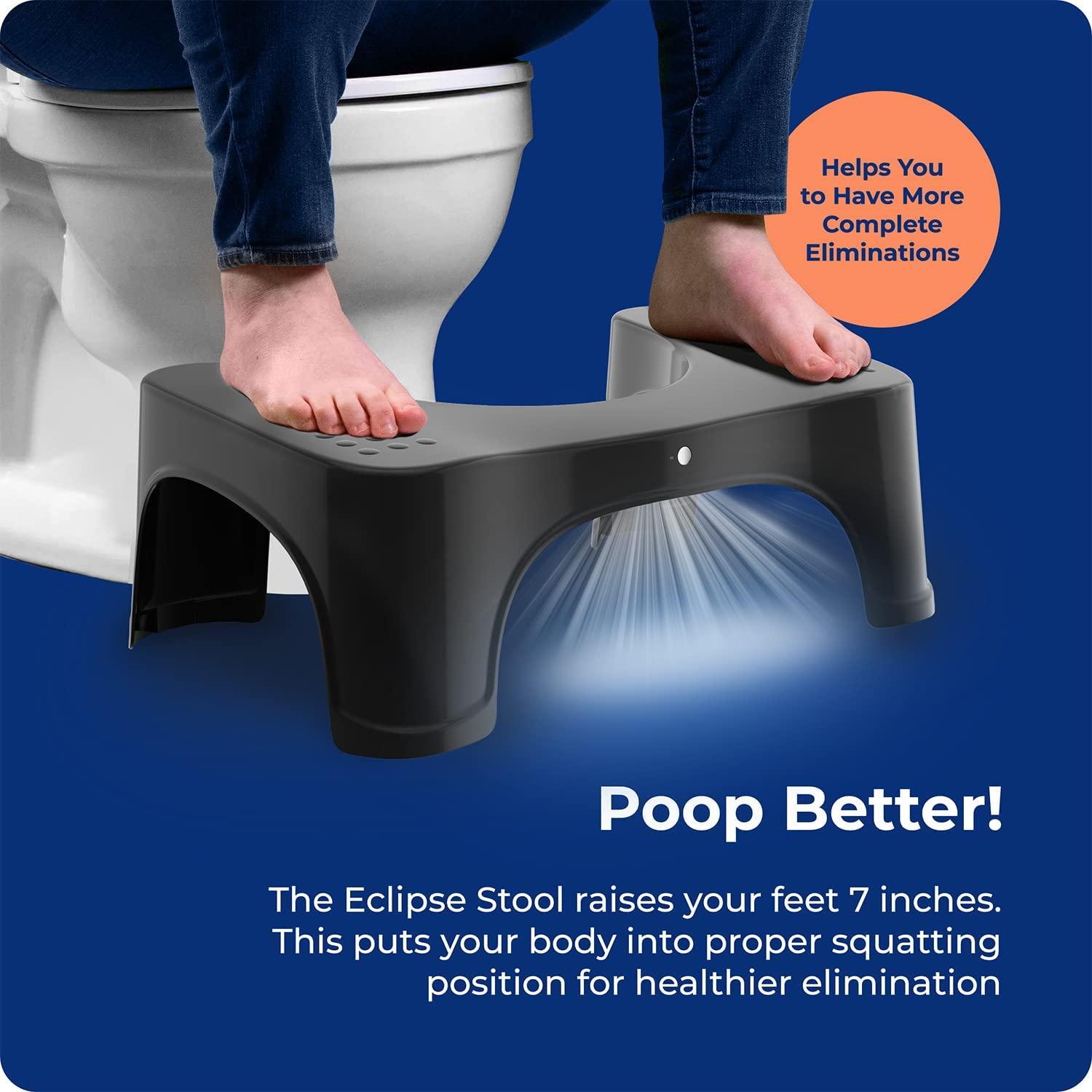 Squatty Potty Eclipse Toilet Stool With Motion and Activated Night Light,  Black, 7 Inch