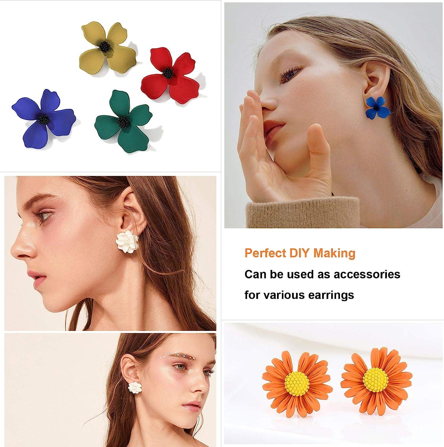 450pcs Earring Posts Stainless Steel Flat Pad,Hypoallergenic Stud Earrings with Butterfly and Rubber Bullet Earring Backs for Jewelry DIY Making