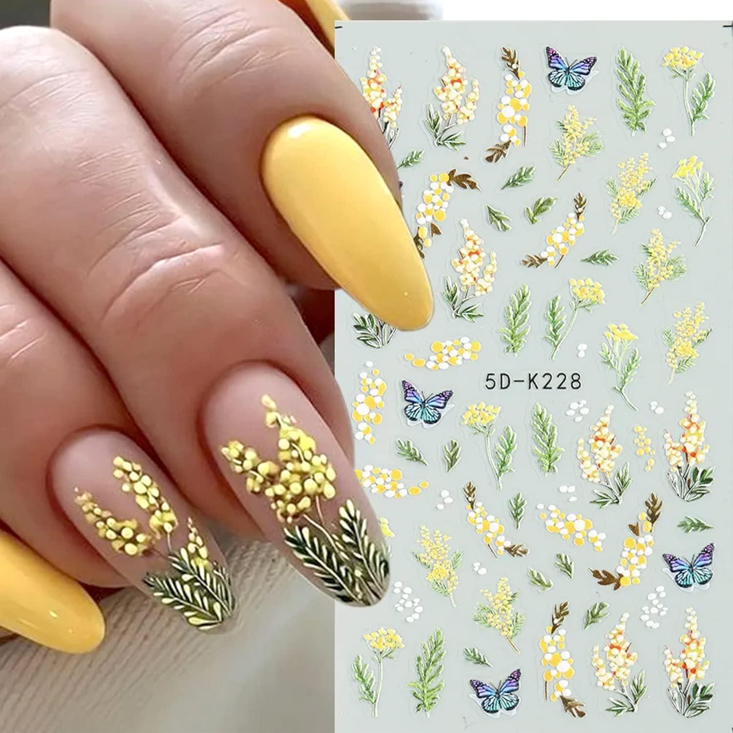 yellow acrylic flower nail art decoration