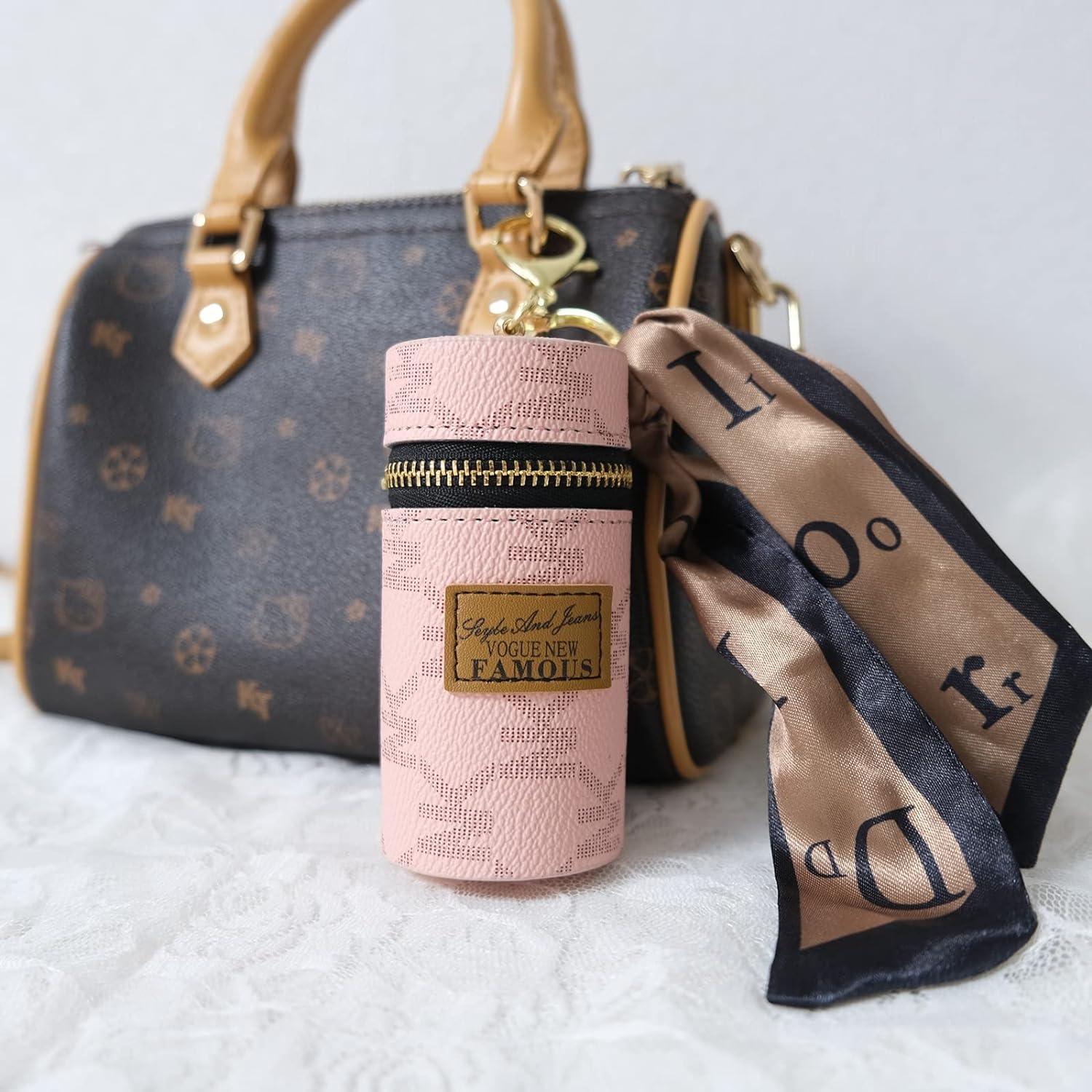 Cheap Leather Bucket Lipstick Bag Silk Scarf Keychain Exquisite  Personalized Storage Bag Pendant Women Accessories Keyring Gift