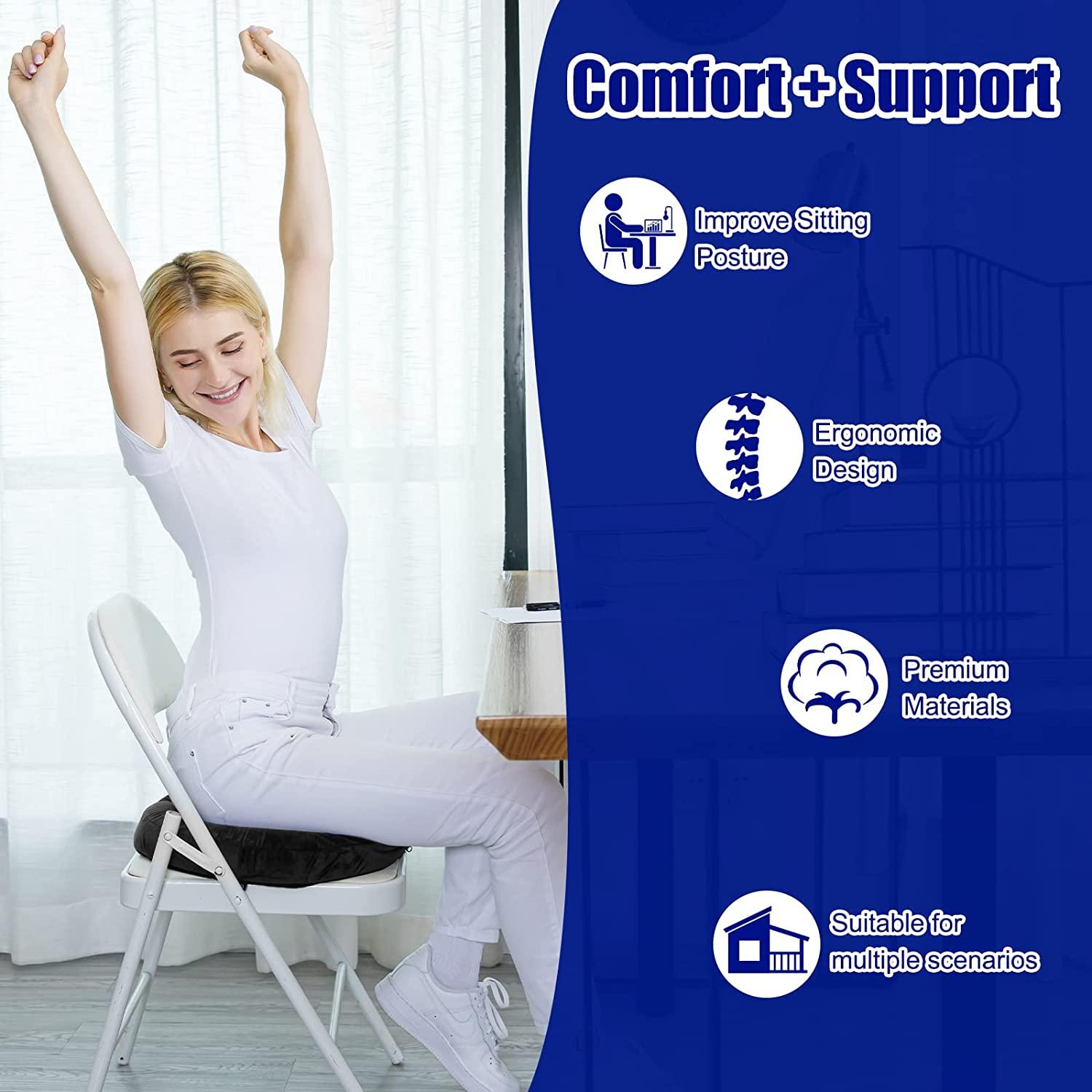 DR.COMFY Seat Cushion for Desk Chair and Office - Orthopedic Chair Cushion  with Memory Foam, Back Support Pillow, Sciatica, Tailbone Pressure and