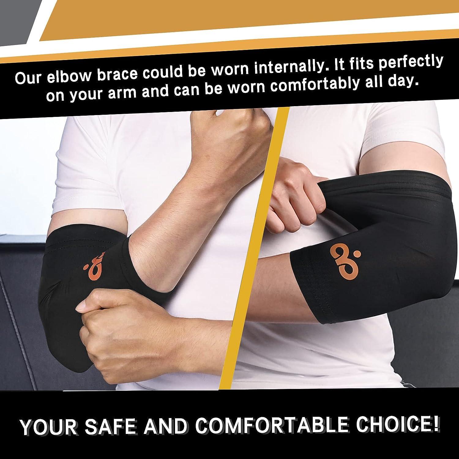 INDEEMAX Copper Elbow Brace Compression sleeve 1 Pair for Tendonitis and Tennis  Elbow Copper Infused Sleeve Support for Men and Women Tendonitis Bursitis  Pain Relief for Golfers Arthritis Medium