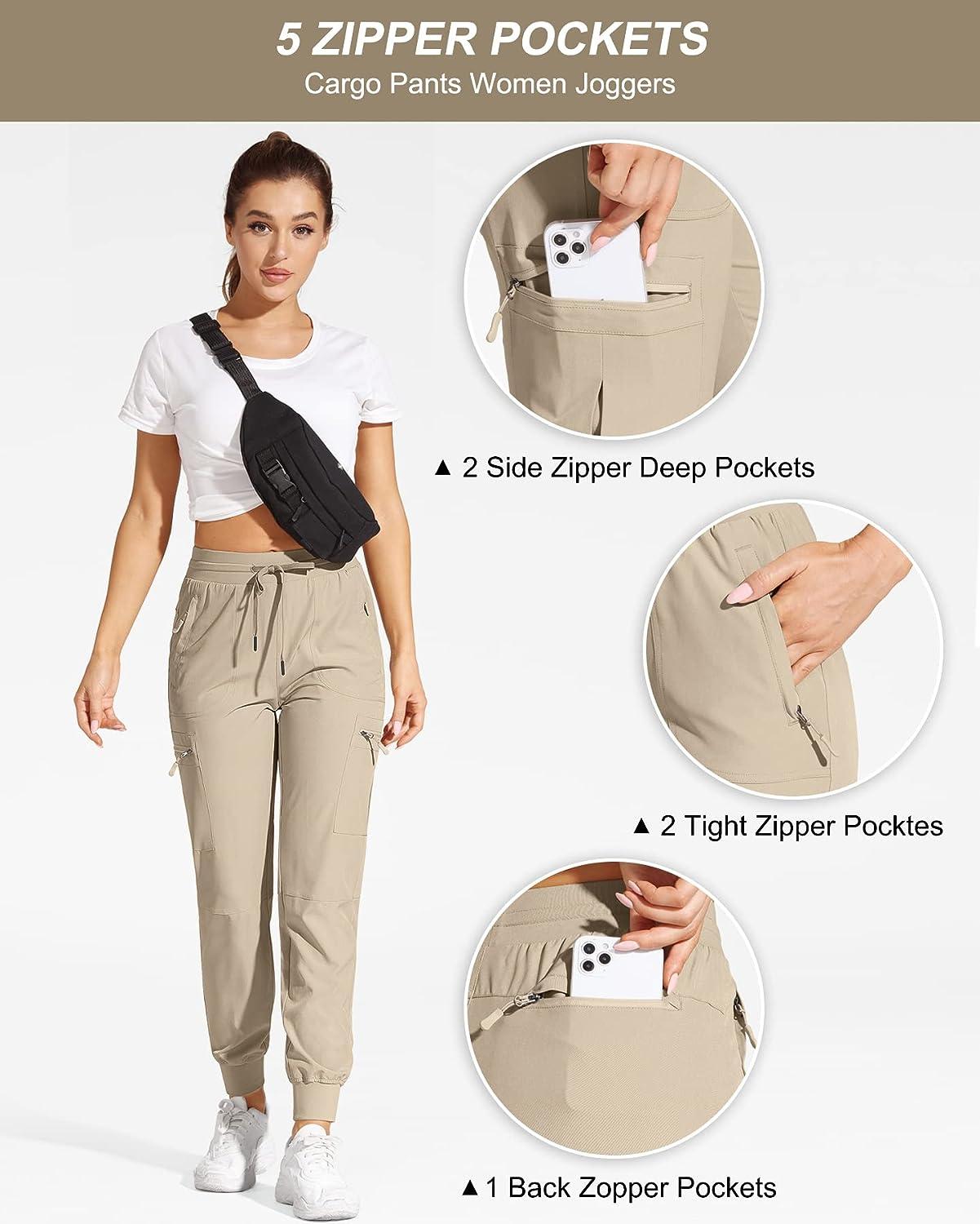 Womens Pants Cargo Tights Summer Multi Pockets Zipper Drawstring
