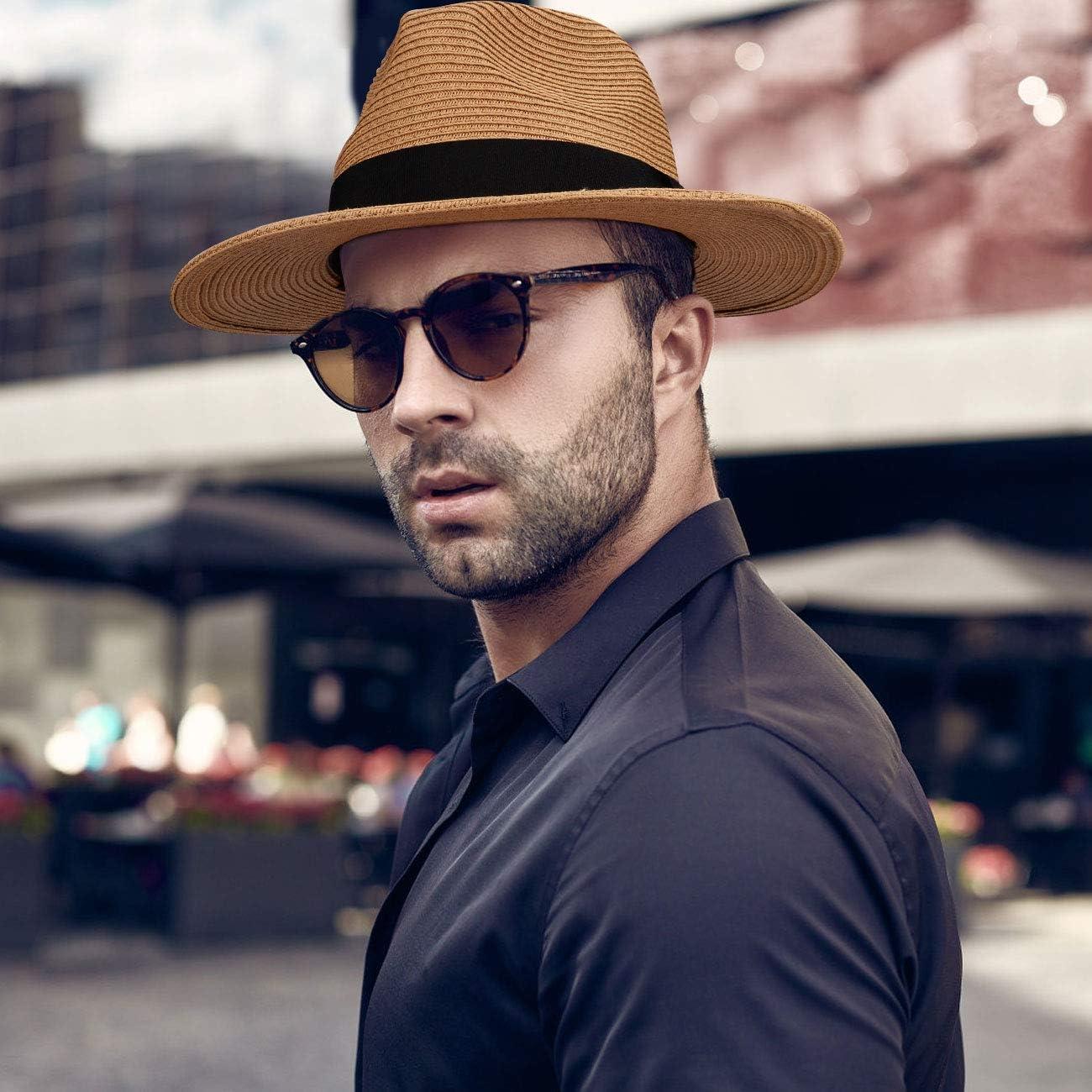 MAYLISACC Sun Hats for Men Wide Brim Panama Hat Beach Hat Straw Hats for  Men Sun Protection Foldable Men Fedora Hats UPF50