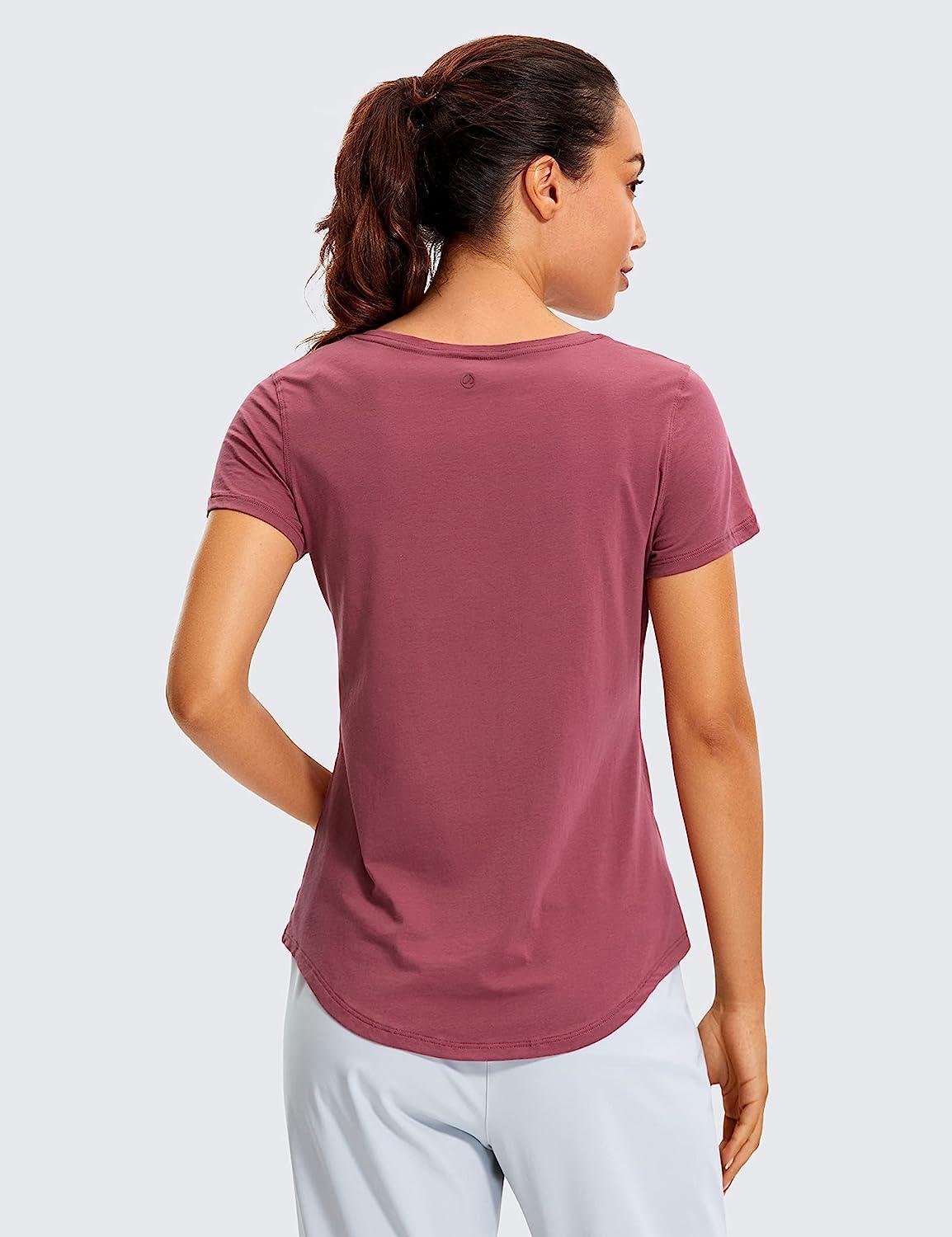 CRZ YOGA Women's Pima Cotton Workout Short Sleeve Shirts Loose Crop Tops  Athletic Gym Shirt Casual Cropped T-Shirt Bright Verdancy Small in Kuwait