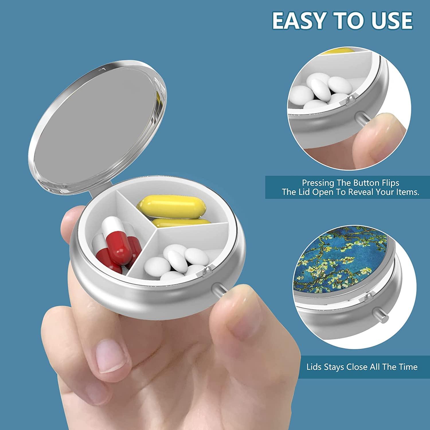Pill Box 2 Compartment Medicine Pill Case, Portable Pill Box For