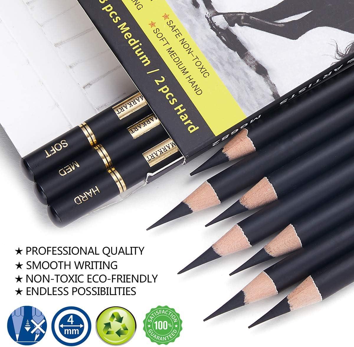 My Art Tools Sketch Pencils for Drawing and Shading - 10pcs Art Sets Each with Sketching Pencils for All Professional Artists - Dual Pack Charcoal