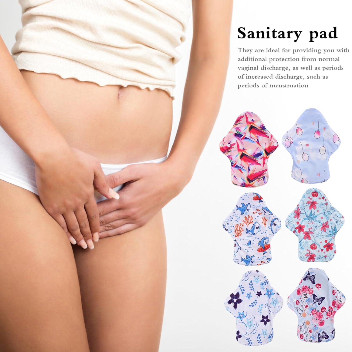 Womens Panties Reusable Menstrual Pads 7pcs Bamboo Charcoal Cloth