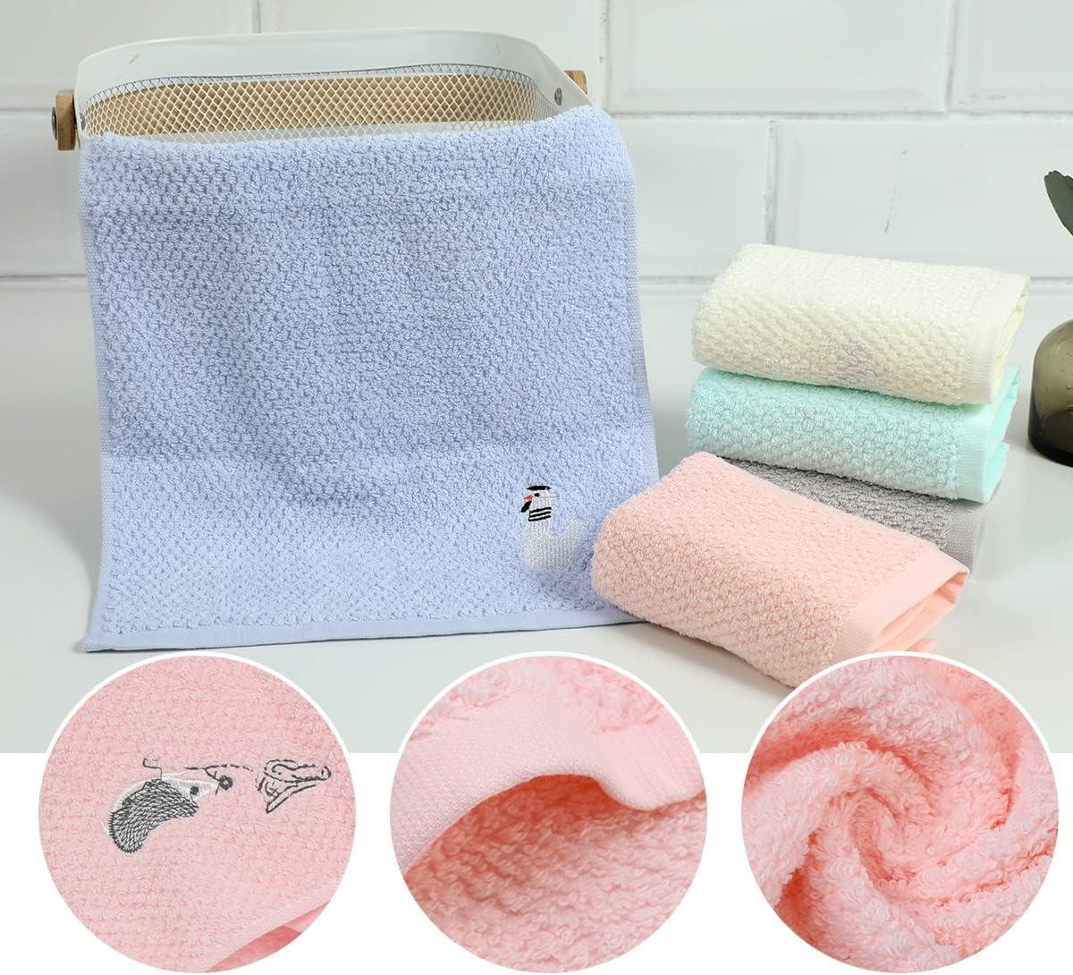 Kissvian 4 Pack Cute Cat Pattern Hand Towels, Pure Cotton Children Bathroom  Towel Animals, Fingertip Bath Towels for Home, Kids Washcloths