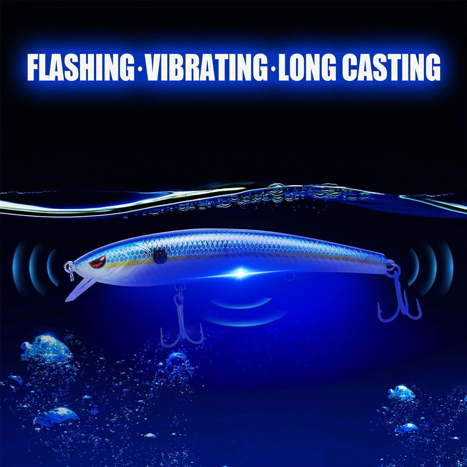 Artificial Fishing Lures,USB Recharging LED Light Twitching Fishing Bait  for Bass Trout Salmon Tackle