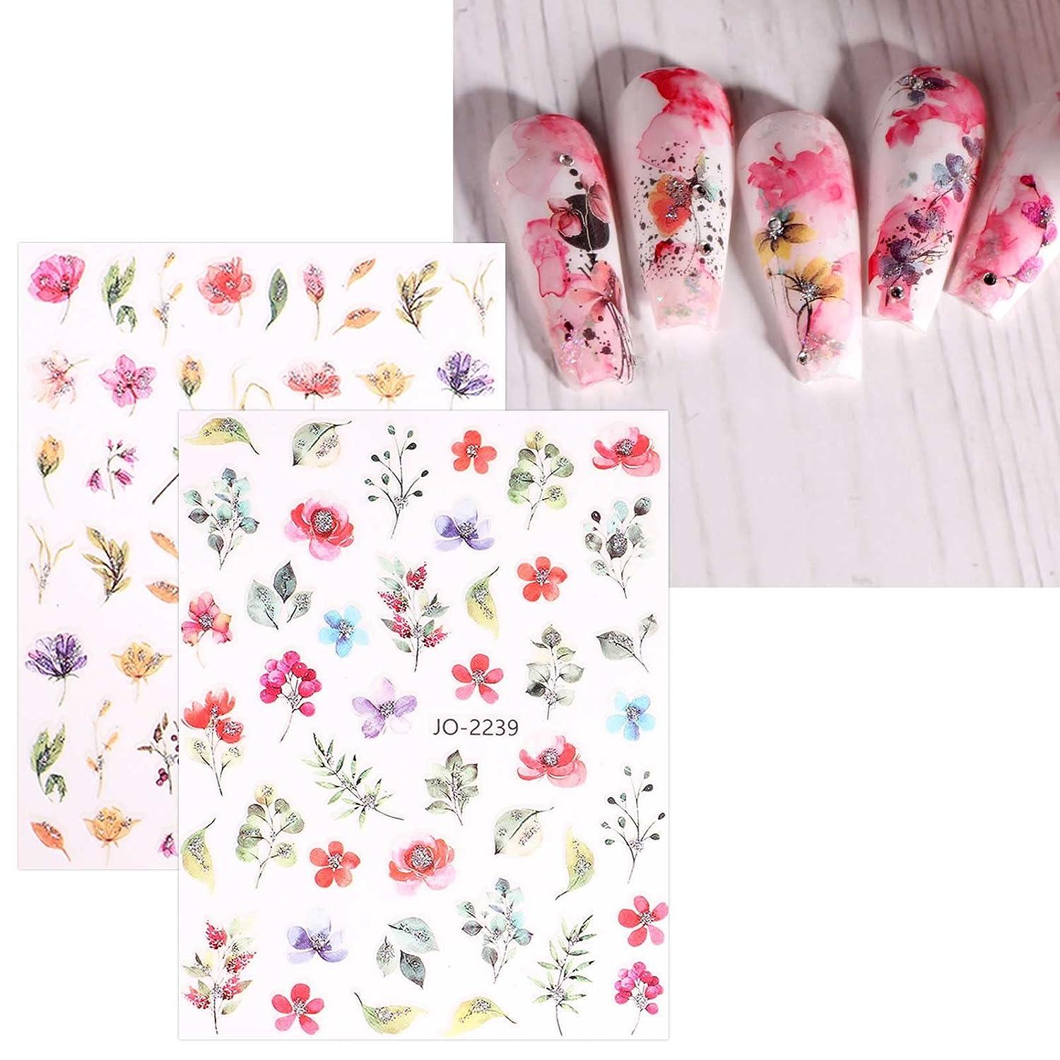 JMEOWIO 12 Sheets Spring Flower Nail Art Stickers Decals Self-Adhesive  Pegatinas Uñas Leaves Pink Nail Supplies Nail Art Design Decoration  Accessories