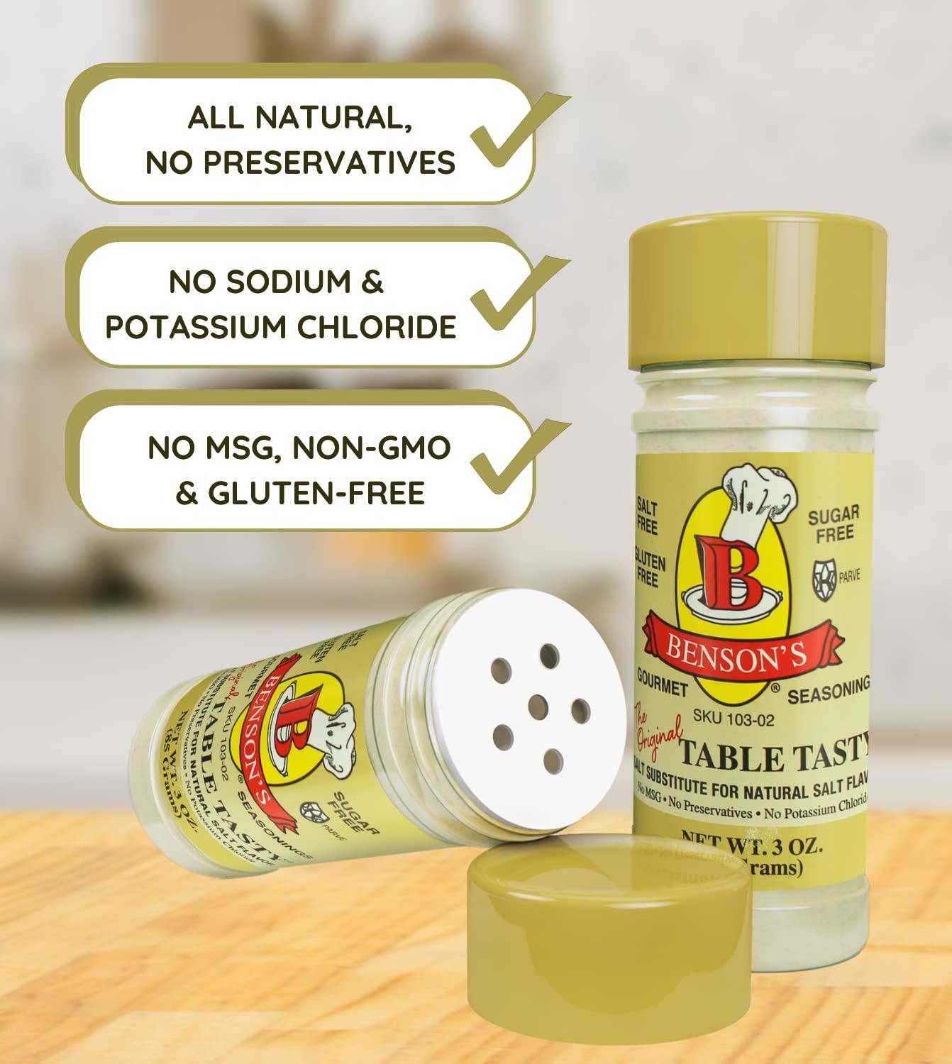  Bensons - 3-Pack Table Tasty No Potassium Chloride Salt  Substitute - No Bitter After Taste - Good Flavor - No Sodium Salt  Alternative (3 oz) (Pack of 3) : Grocery & Gourmet Food