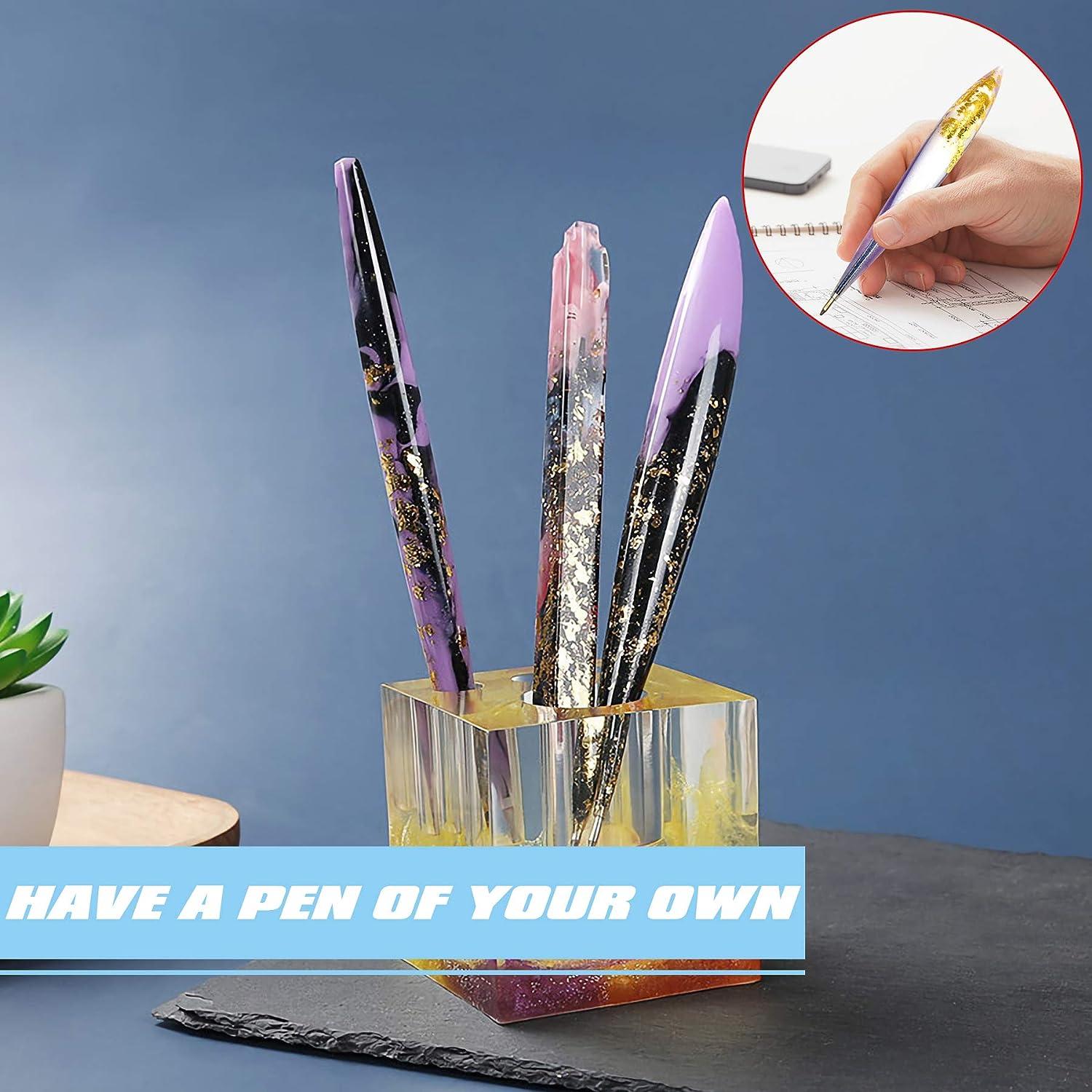 Pen Resin Mold Silicone Casting Mold Pen Shape Mold with 5 Pieces Ballpoint  Refill Pens for