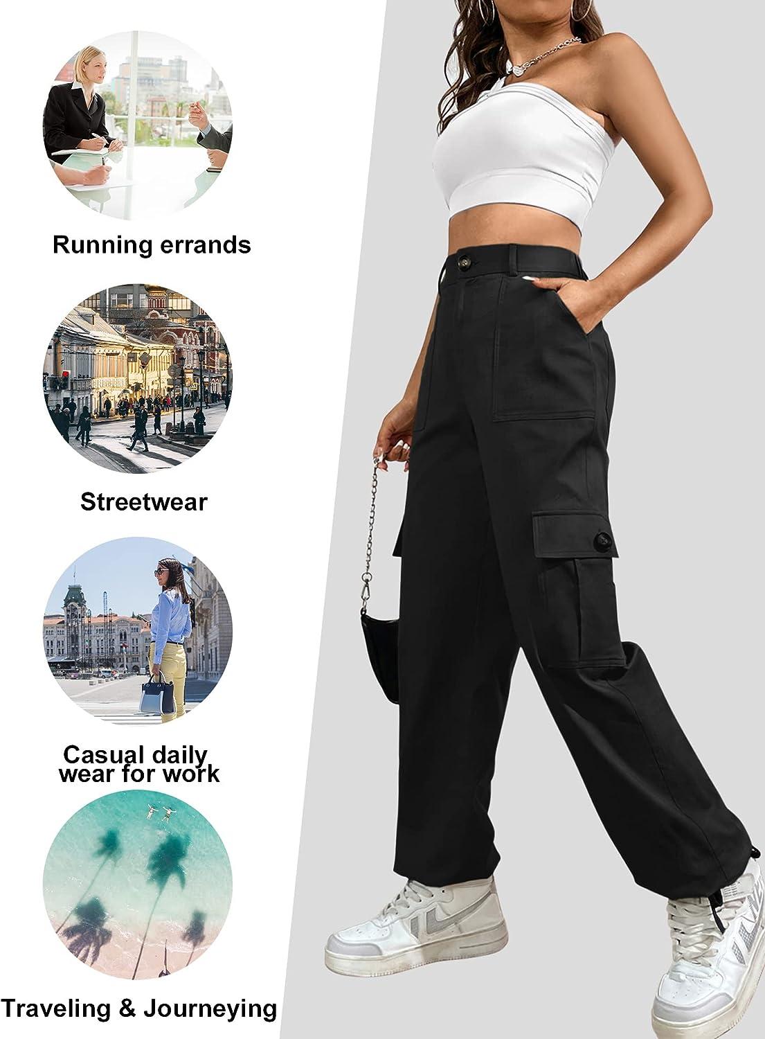 gvdentm Maternity Pants Cargo Pants for Women High Waisted Travel Tactical  Streetwear Casual Pants with 6 Pockets Drawstring Ankle Casual 