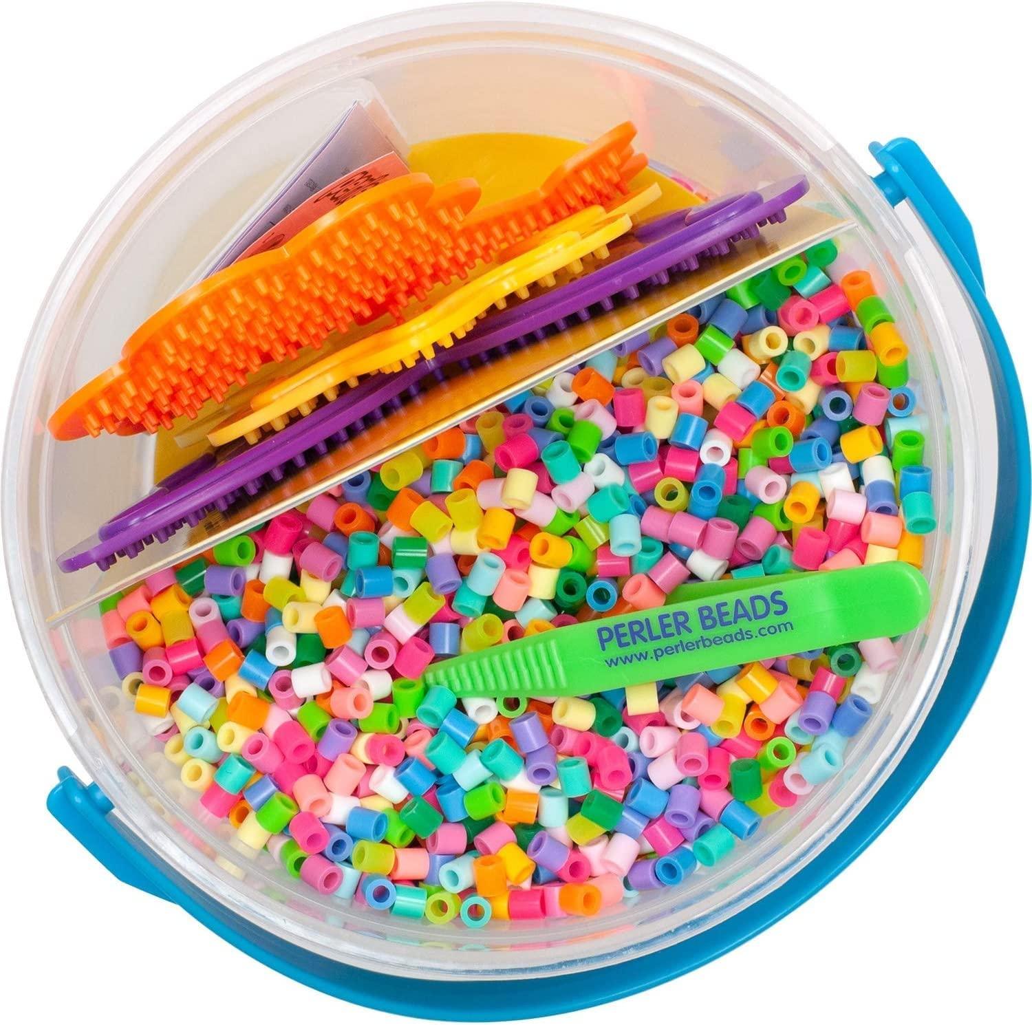 6000 Fuse Beads with Tweezers, Peg Boards, Ironing Paper, bucket