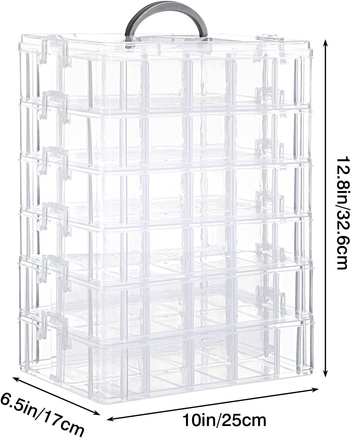Casewin 3-Tier Clear Stackable Storage Container, Organizer Box with 30 Compartments(Adjustable),for Organizing Arts and Crafts,Washi Tapes,Beads,Kids