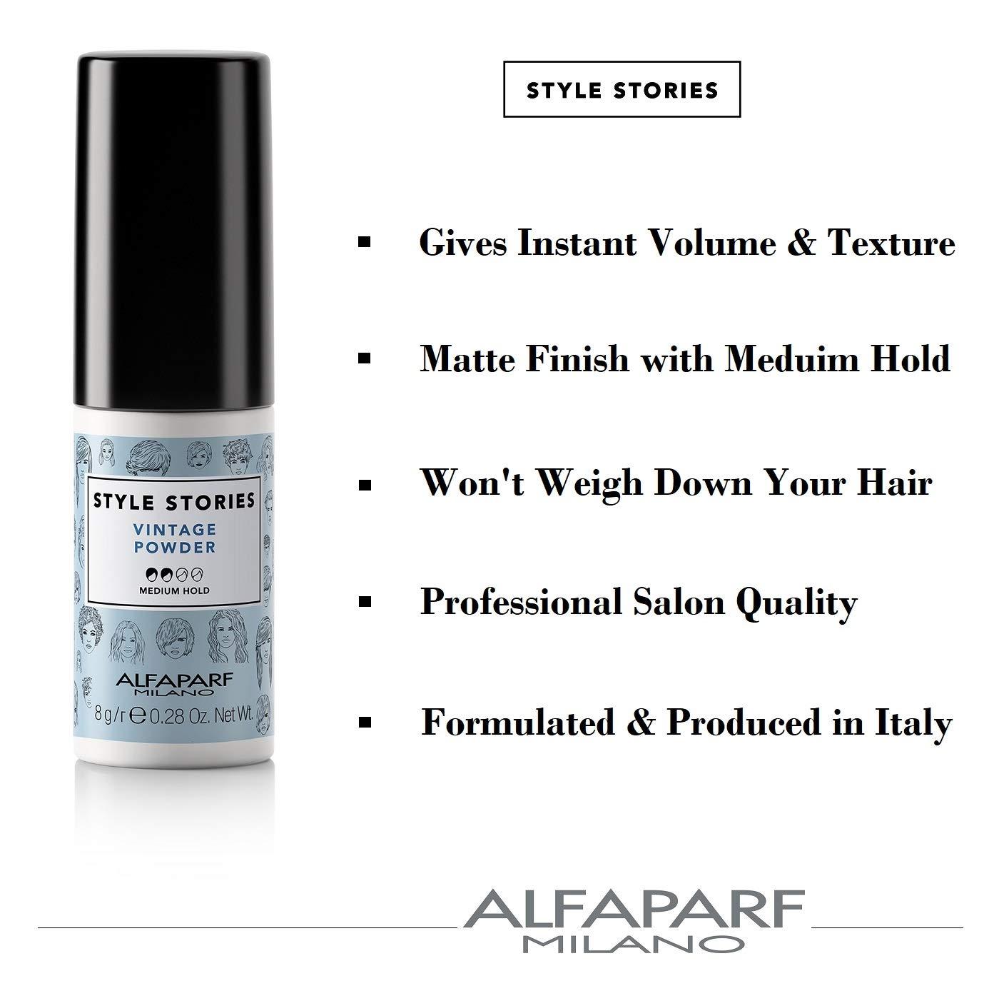 Alfaparf Milano Style Stories Vintage Texturizing Powder - Medium Hold,  Lightweight Volumizing Powder - Matte Finish - Adds Volume, Texture and Lift