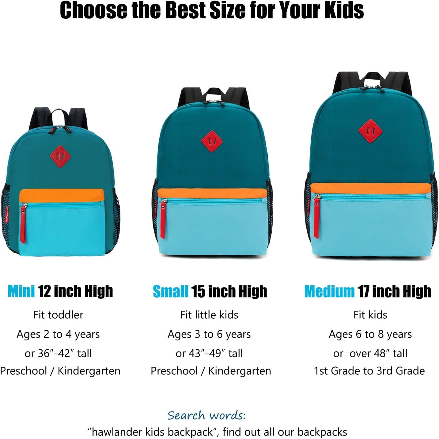 HawLander Little Kids Backpack for Boys Toddler School Bag Fits 3 to 6 Years Old, 15 inch, Blue Green