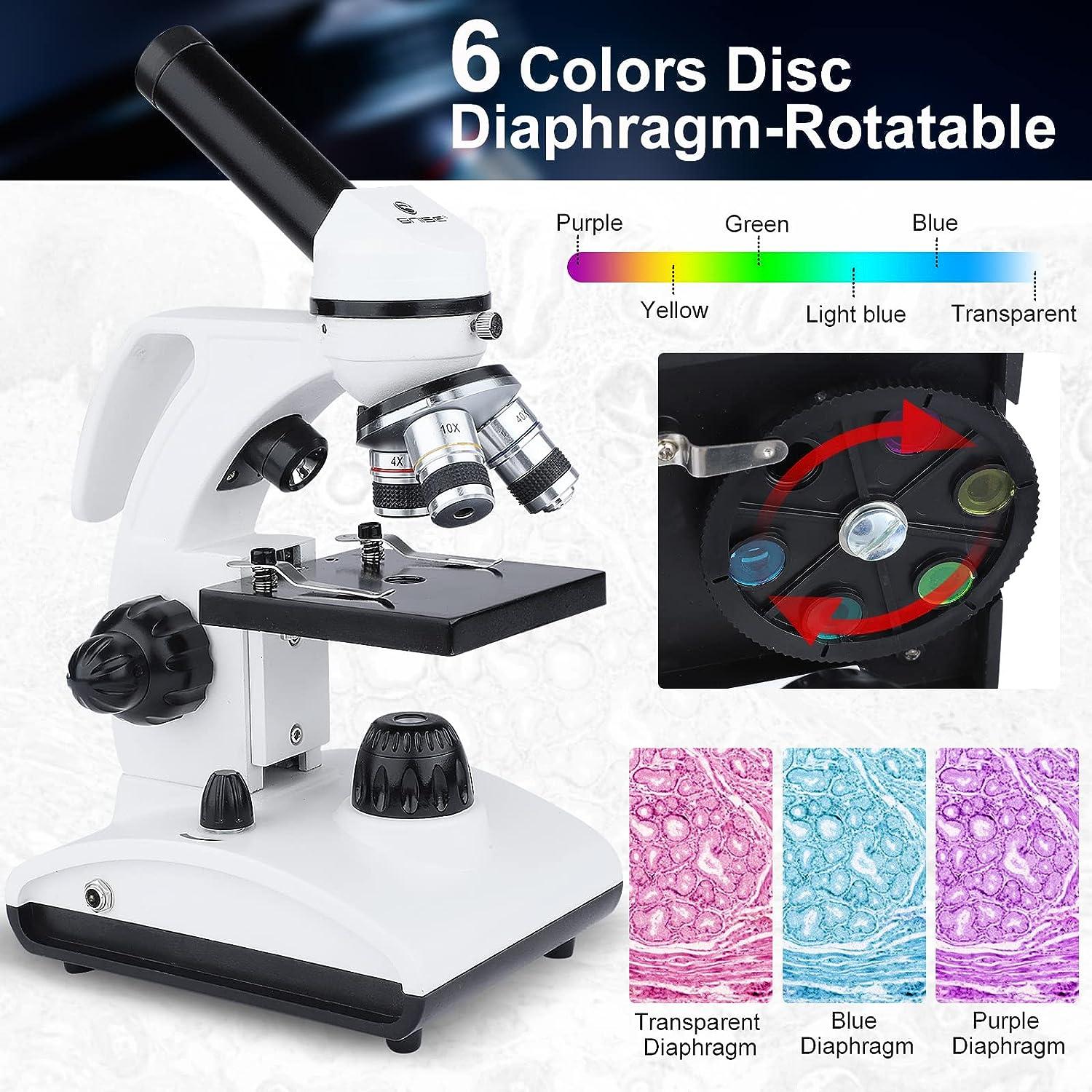 BNISE Microscope for Adults and Kids, 100X-1000X Magnification Lab Com