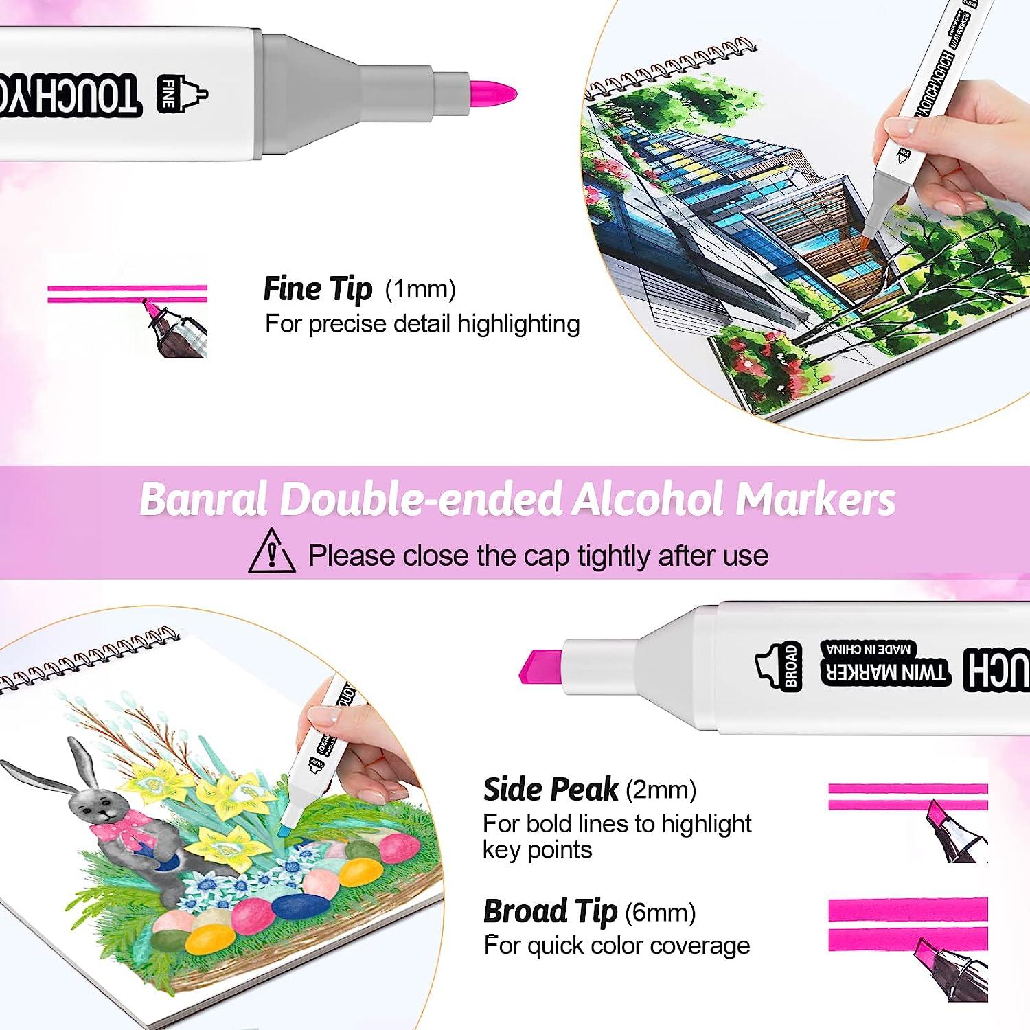 Bianyo Alcohol Based Brush Markers,dual Tips,brush and Chisel Tips