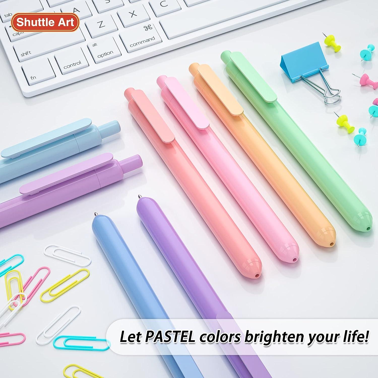 Shuttle Art Colored Retractable Gel Pens, 8 Pastel Ink Colors, Cute Pens  0.5mm Fine Point Quick Drying for Writing Drawing Journaling Note Taking
