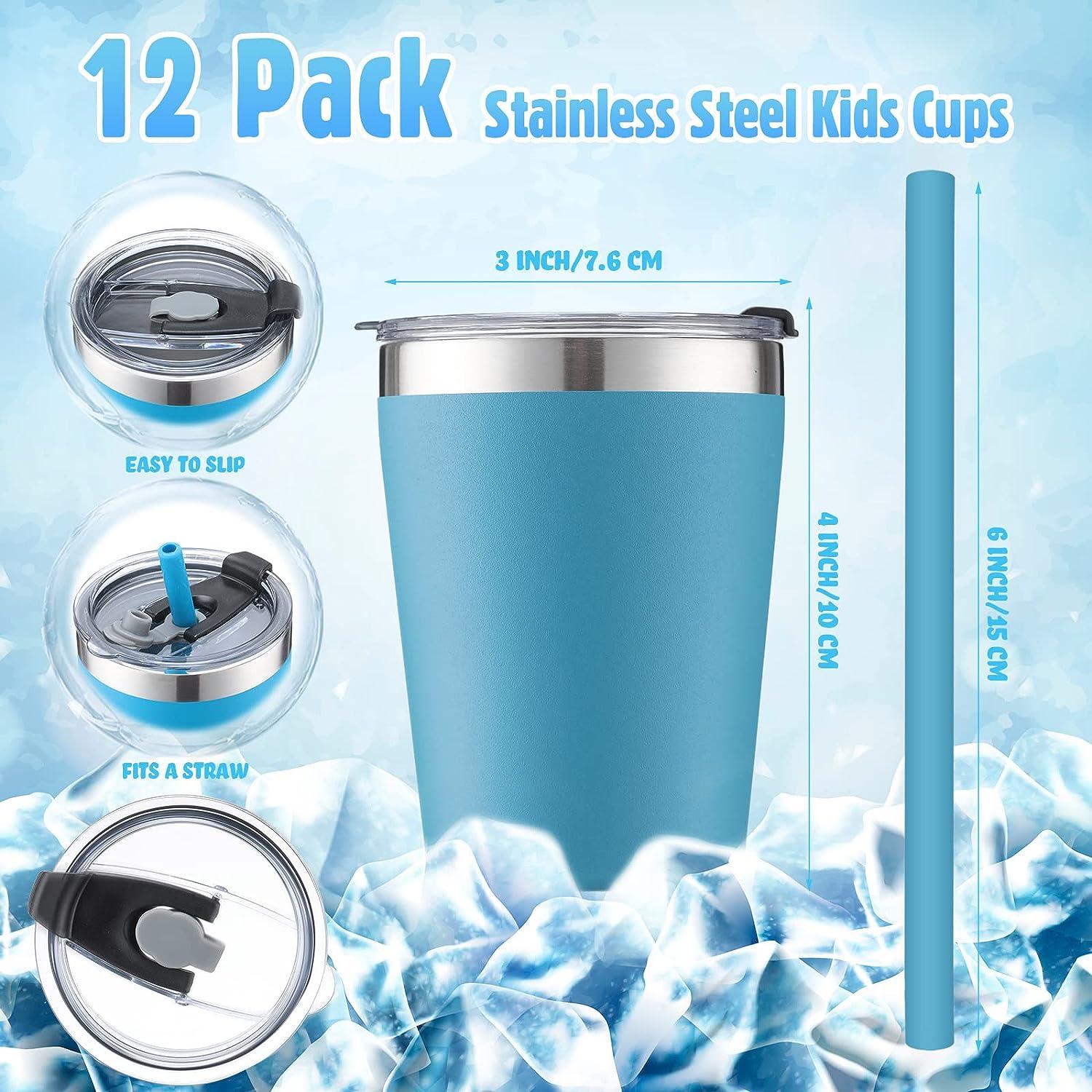 Casewin Plastic Kids Cups with Lids and Straws - 10 Pack 12 oz